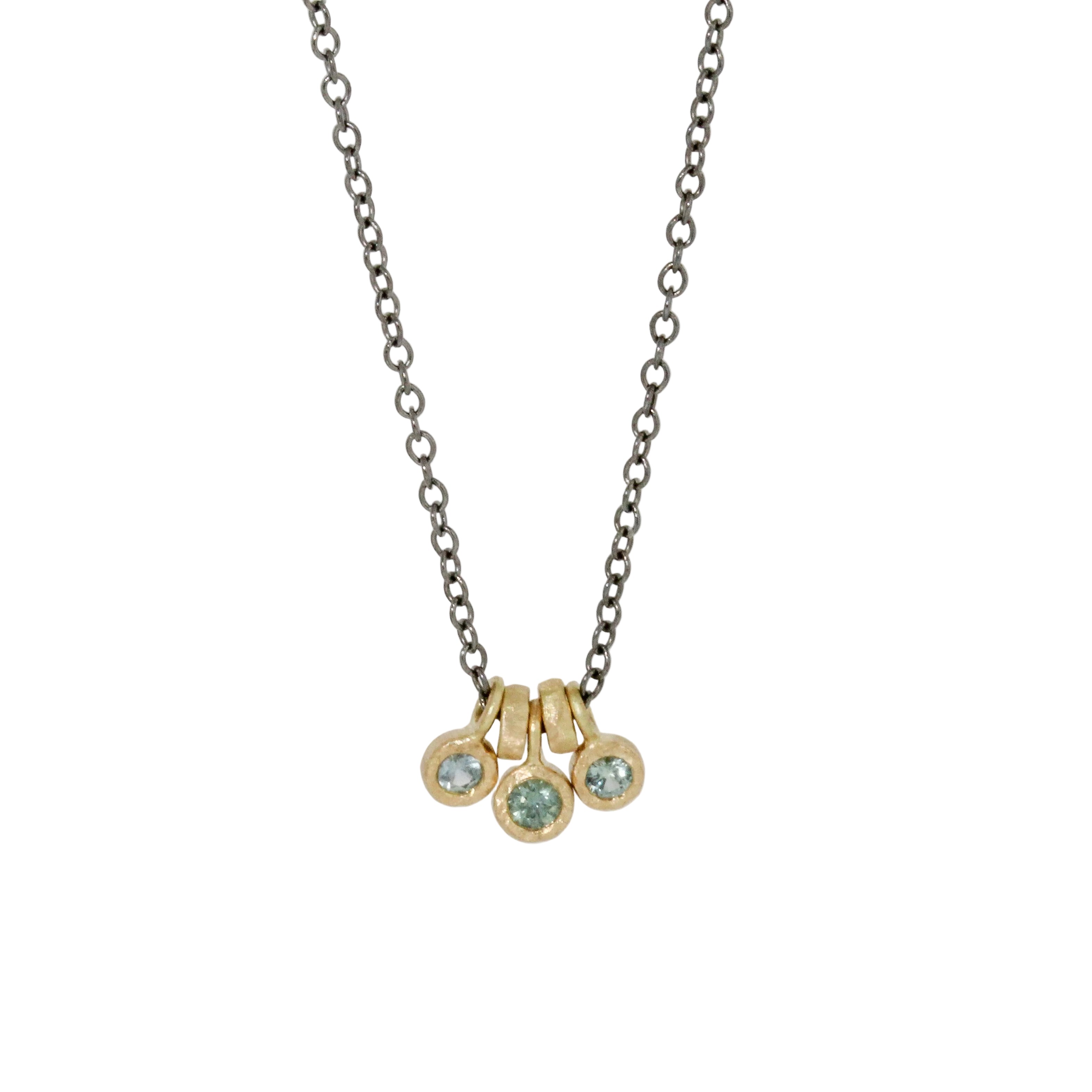 3 Bezel Montana Sapphire Drop Necklace