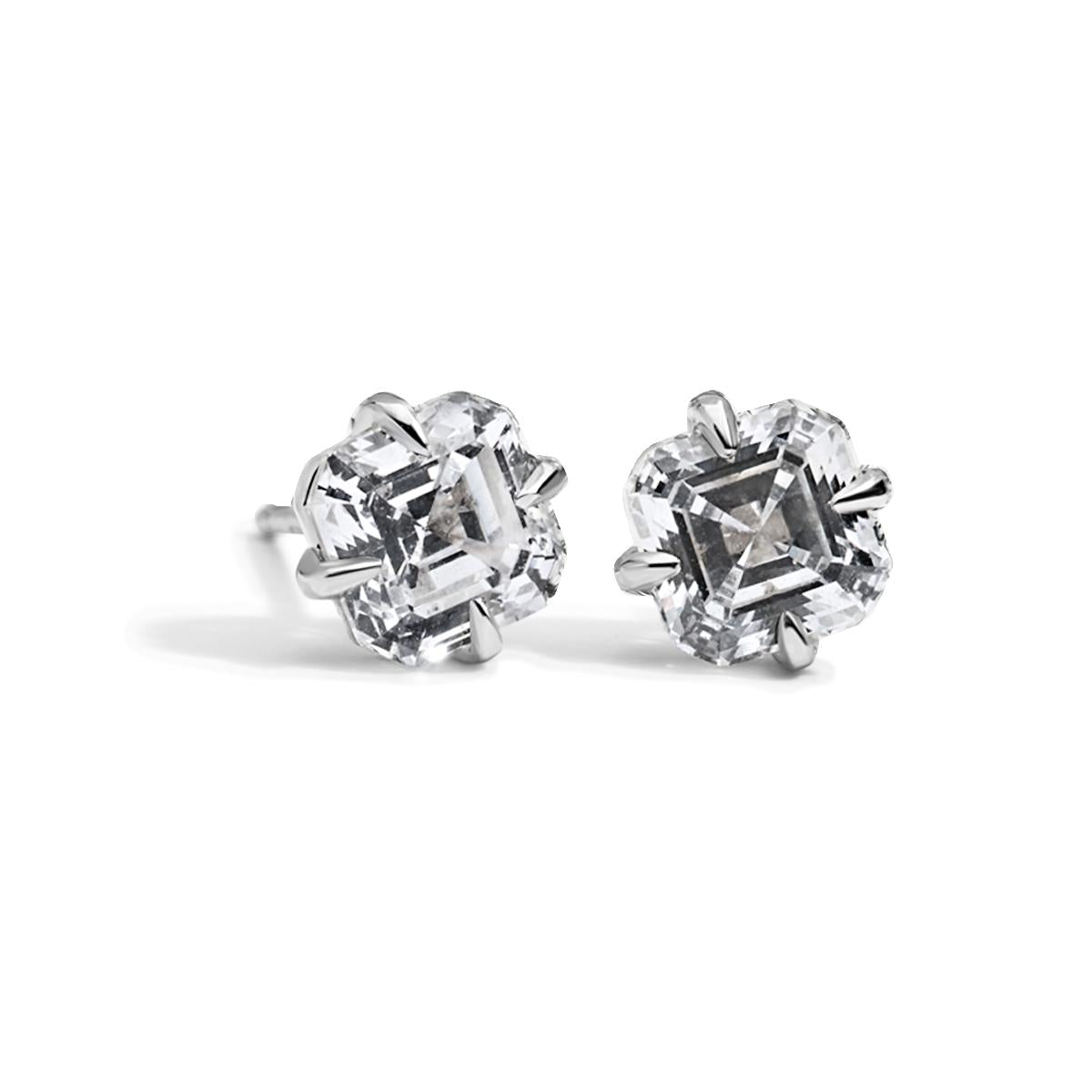 Asscher Diamond Stud Earrings-Unbridaled Collective