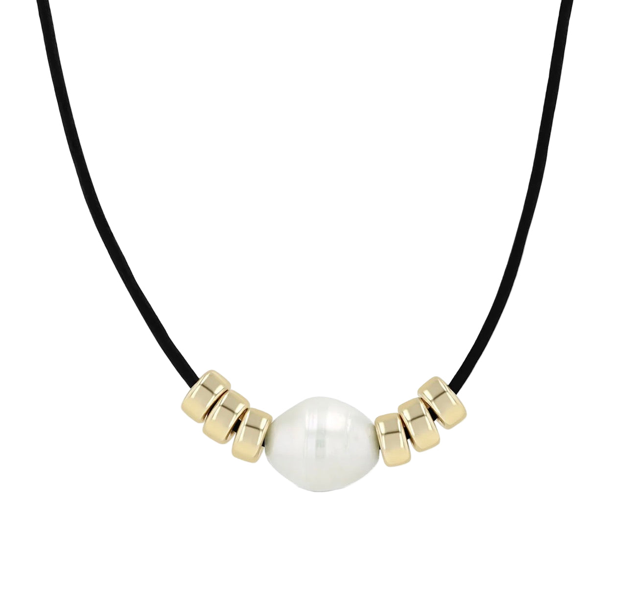 Baroque Pearl + Rondelle Bead Necklace on Leather-Zoë Chicco