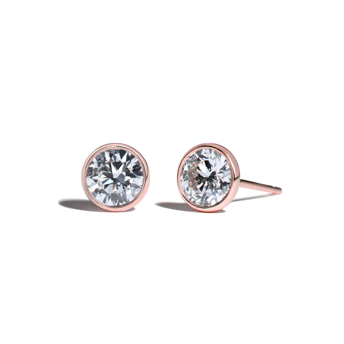 Bezel Diamond Stud Earrings-Unbridaled Collective