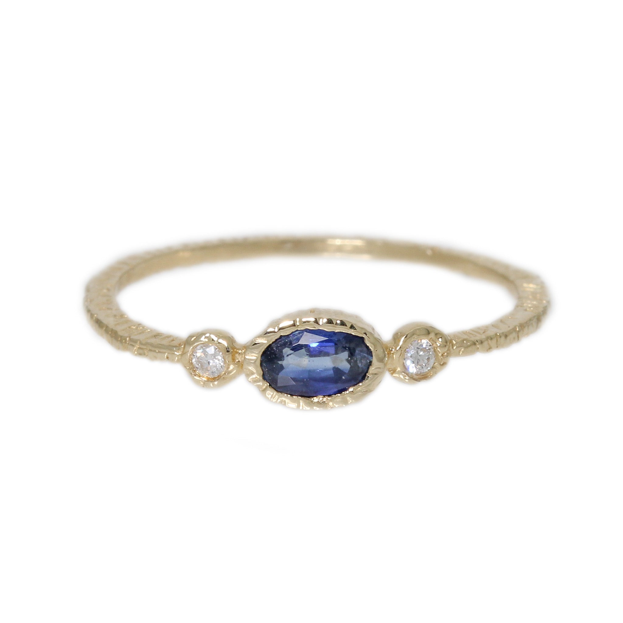 Danielle Welmond Blue Sapphire Diamond Ring 14ky
