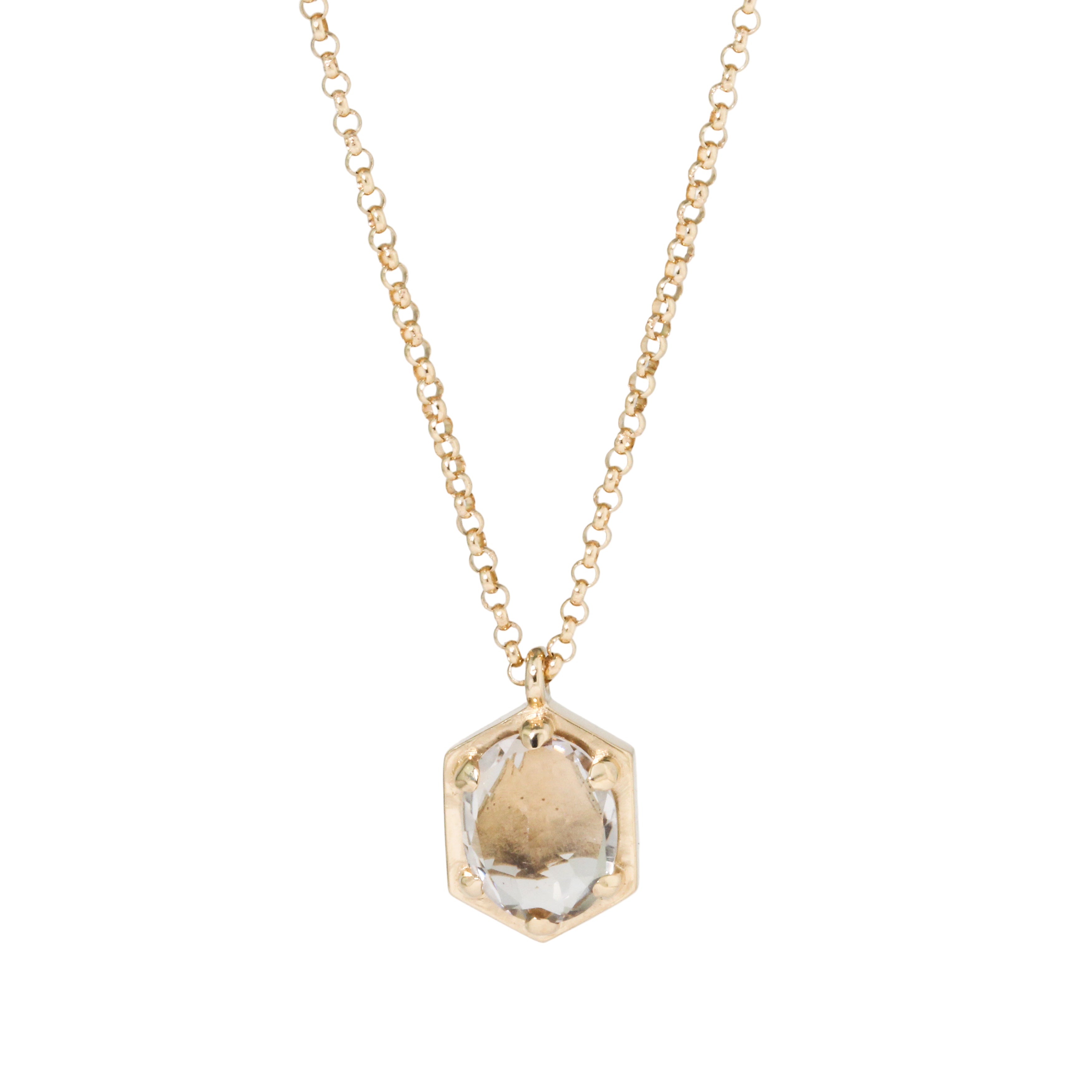Champagne Quartz Hex Necklace-Lauren Wolf