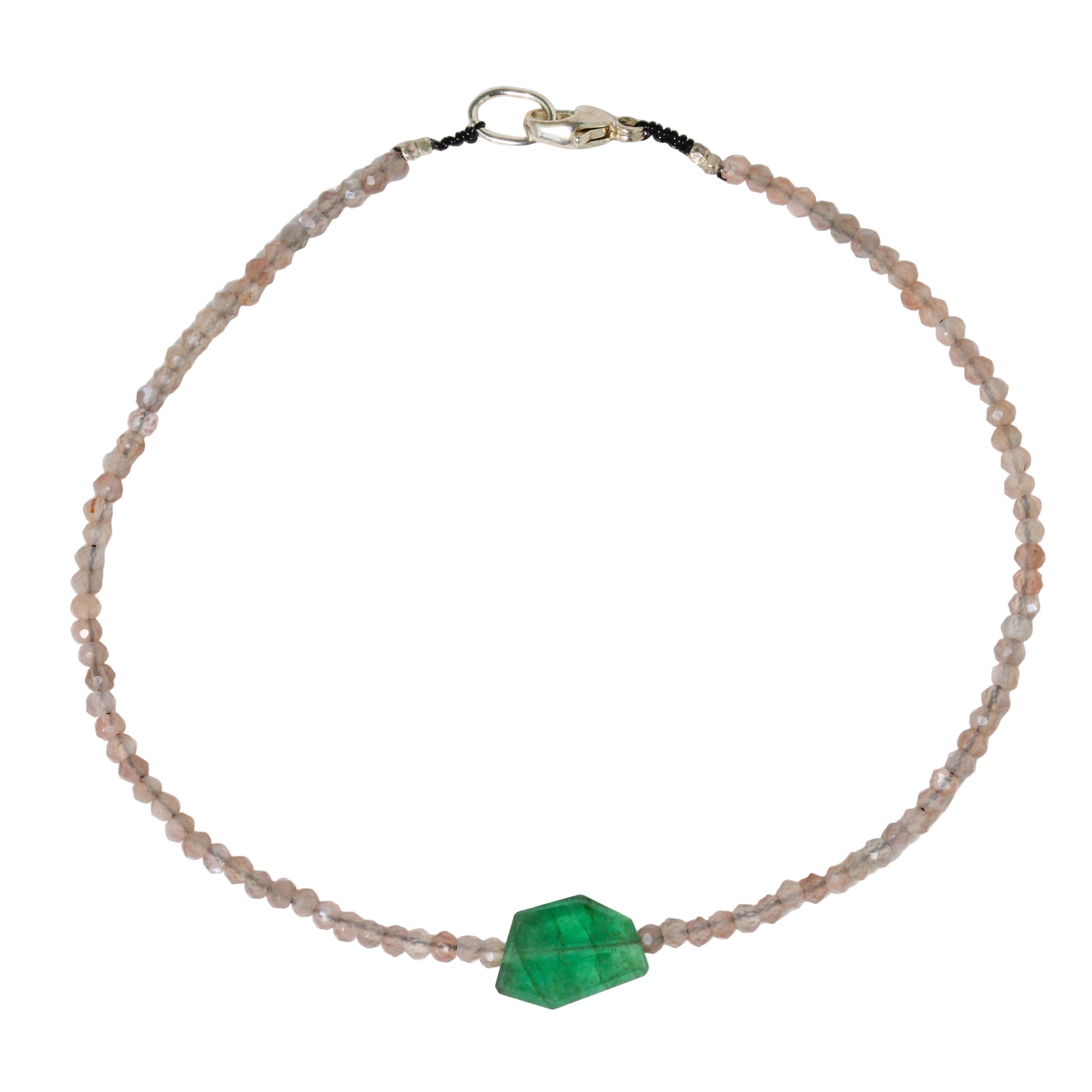 Chocolate Moonstone and Emerald Bracelet No. 140-Margaret Solow