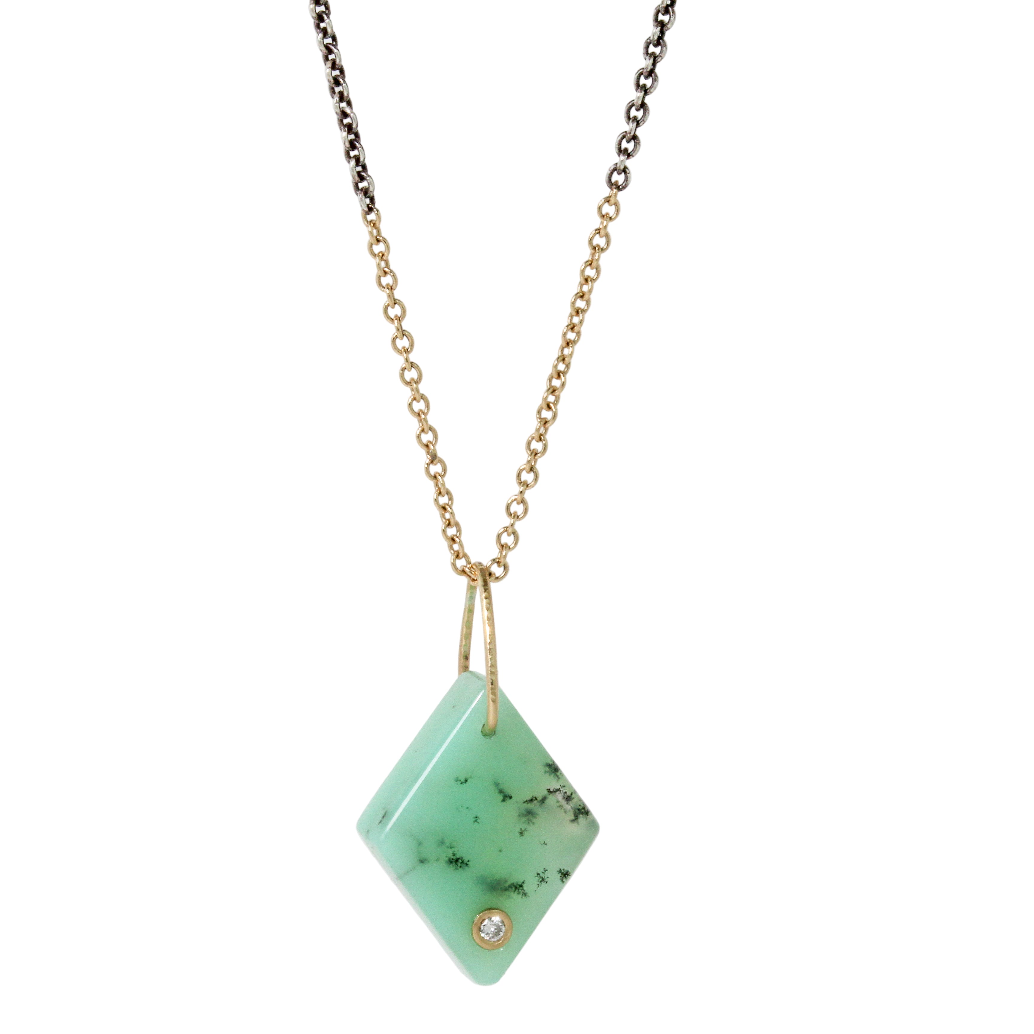 Chrysoprase + Diamond Pendant-Karin Luvaas
