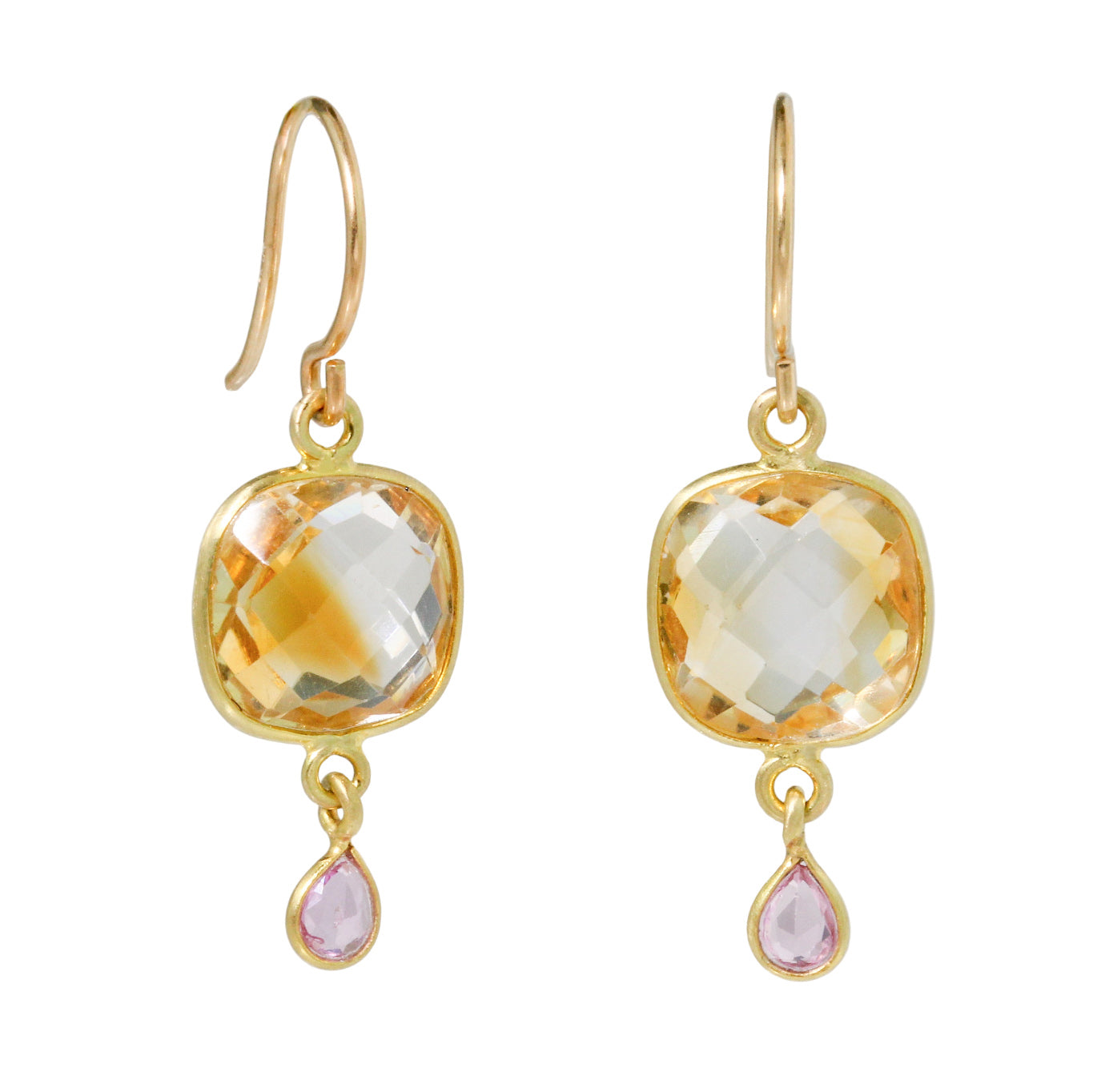 Citrine + Pink Sapphire Earrings-Margaret Solow