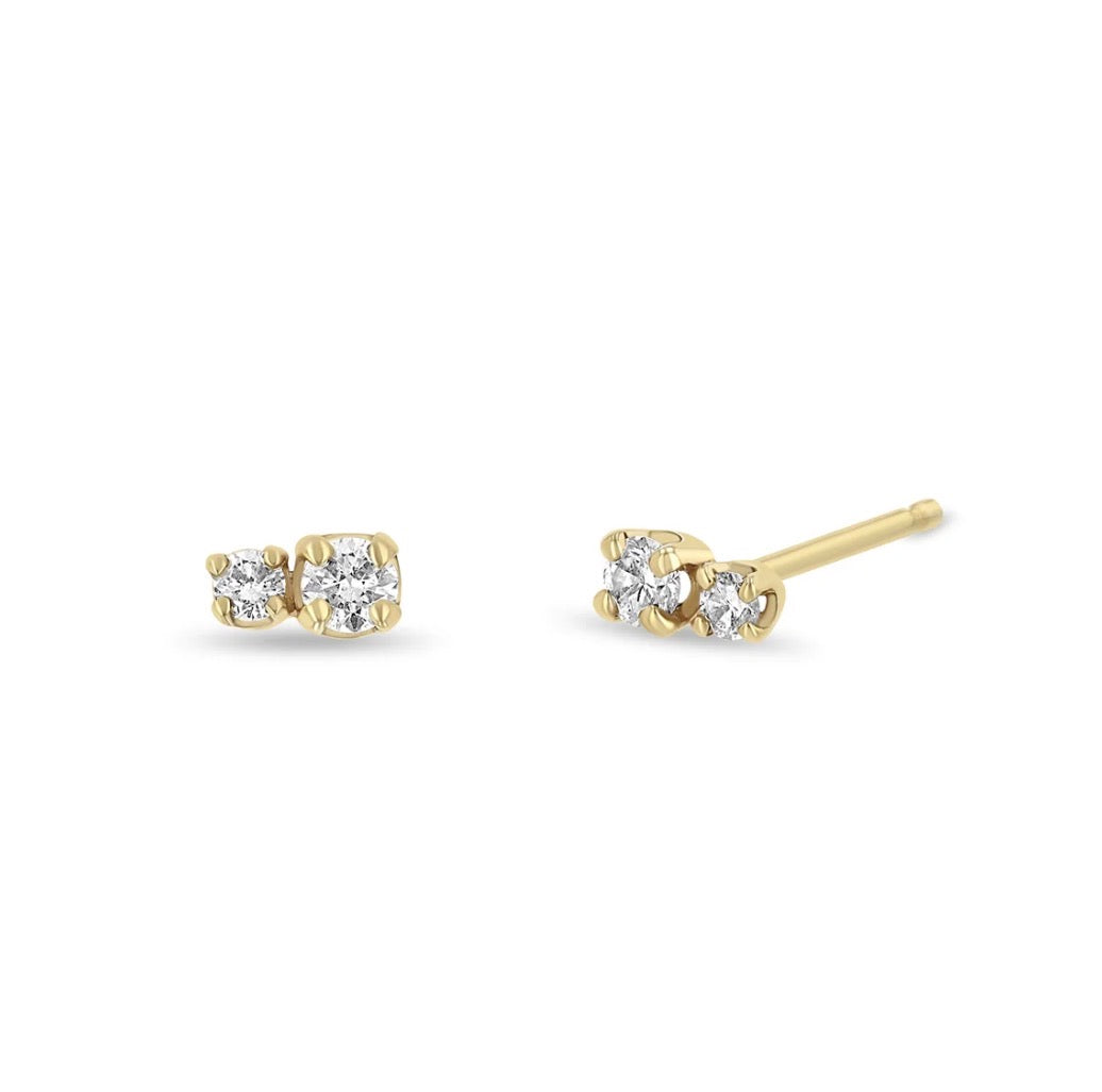Double Diamond Stud Earrings-Zoë Chicco