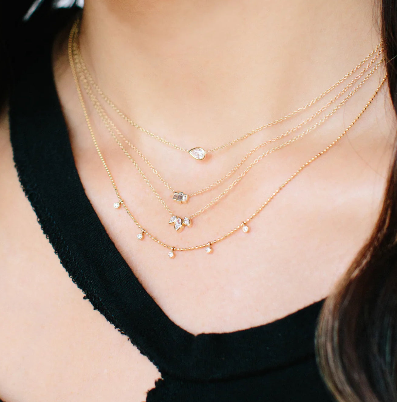 East West Diamond Necklace-Zoë Chicco