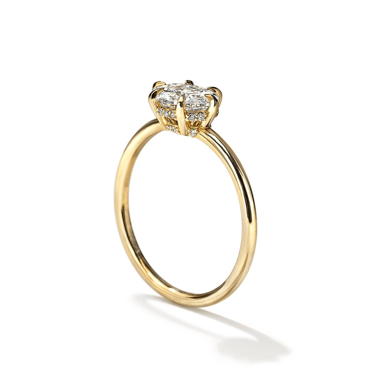 18K Yellow Gold Oona Oval East West Hidden Halo Engagement Ring