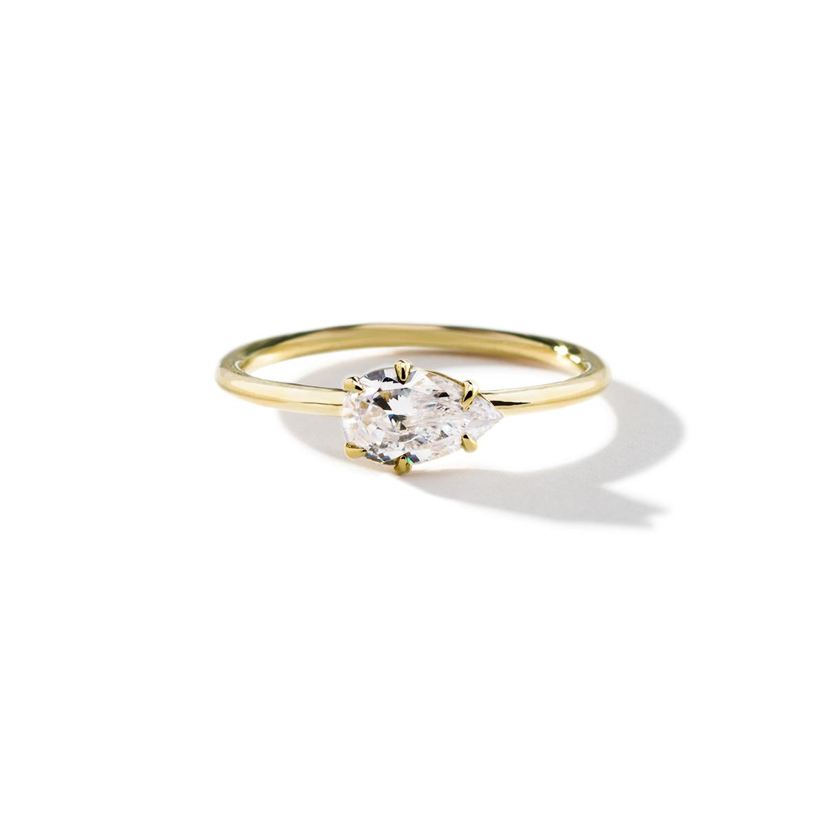 ILA Pear 18K Yellow Gold Engagement Ring East West