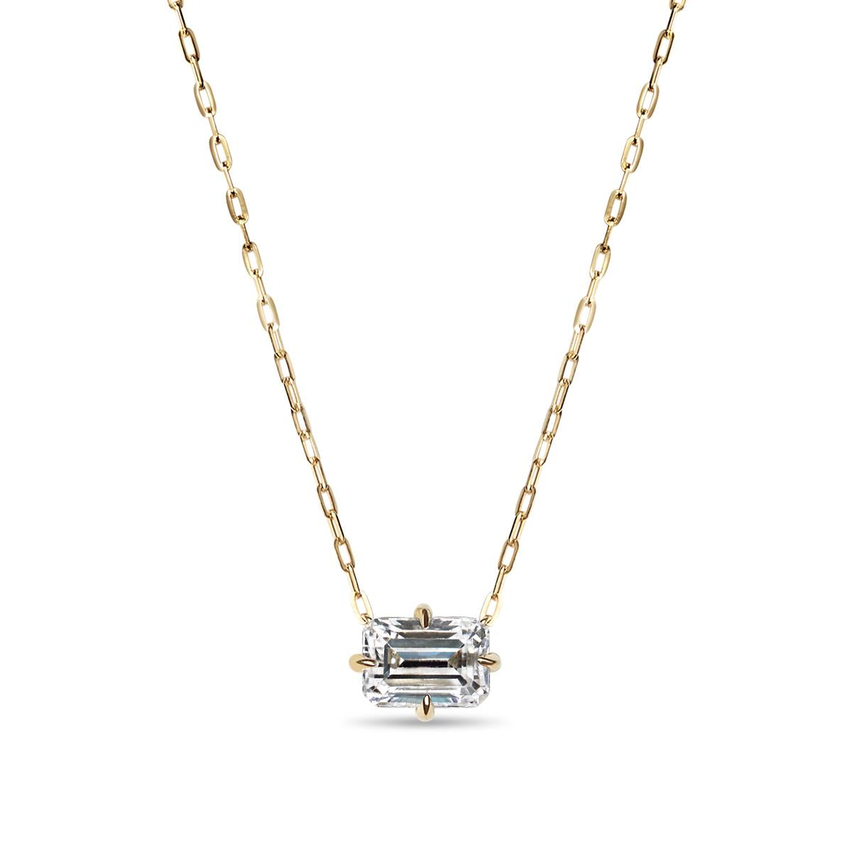 Emerald Cut Diamond Pendant Necklace-Unbridaled Collective