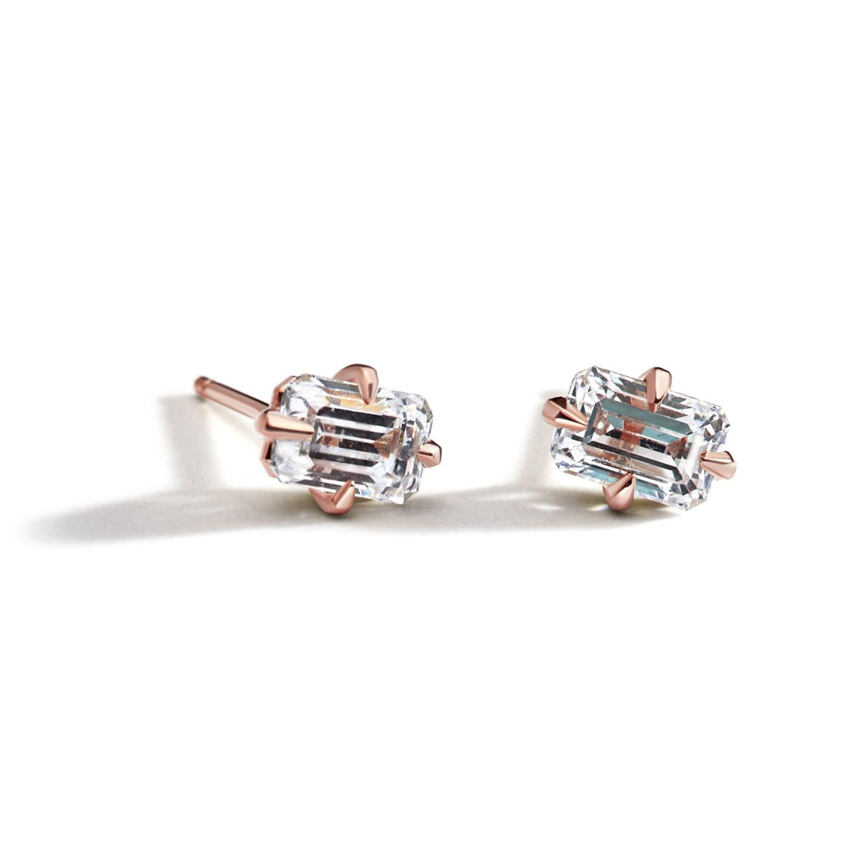 Emerald Diamond Stud Earrings-Unbridaled Collective