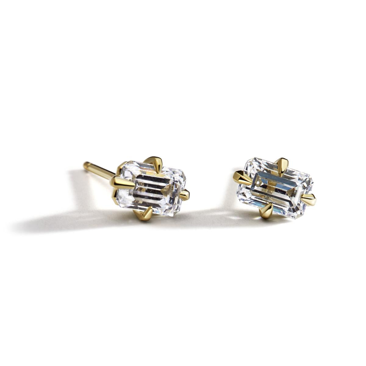 Emerald Diamond Stud Earrings-Unbridaled Collective