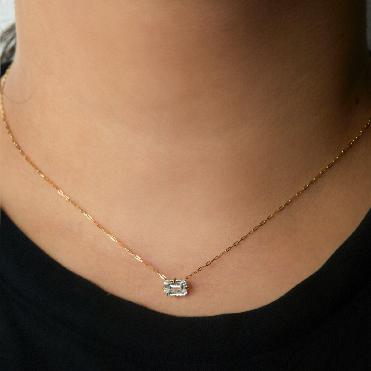 Emerald Cut Diamond Pendant Necklace