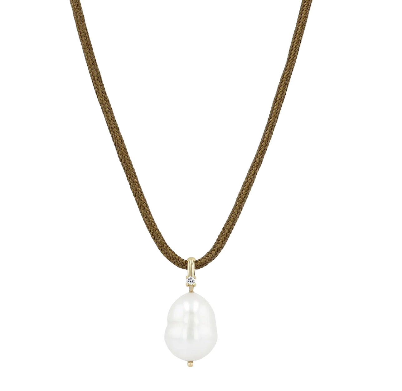 Freshwater Pearl + Diamond Paracord Necklace-Zoë Chicco