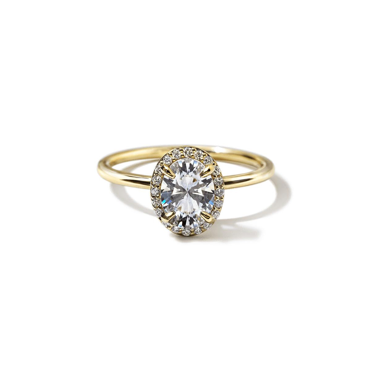 18K Yellow Gold Oval Halo Engagement Ring