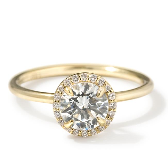 18K Yellow Gold Round Halo Engagement Ring