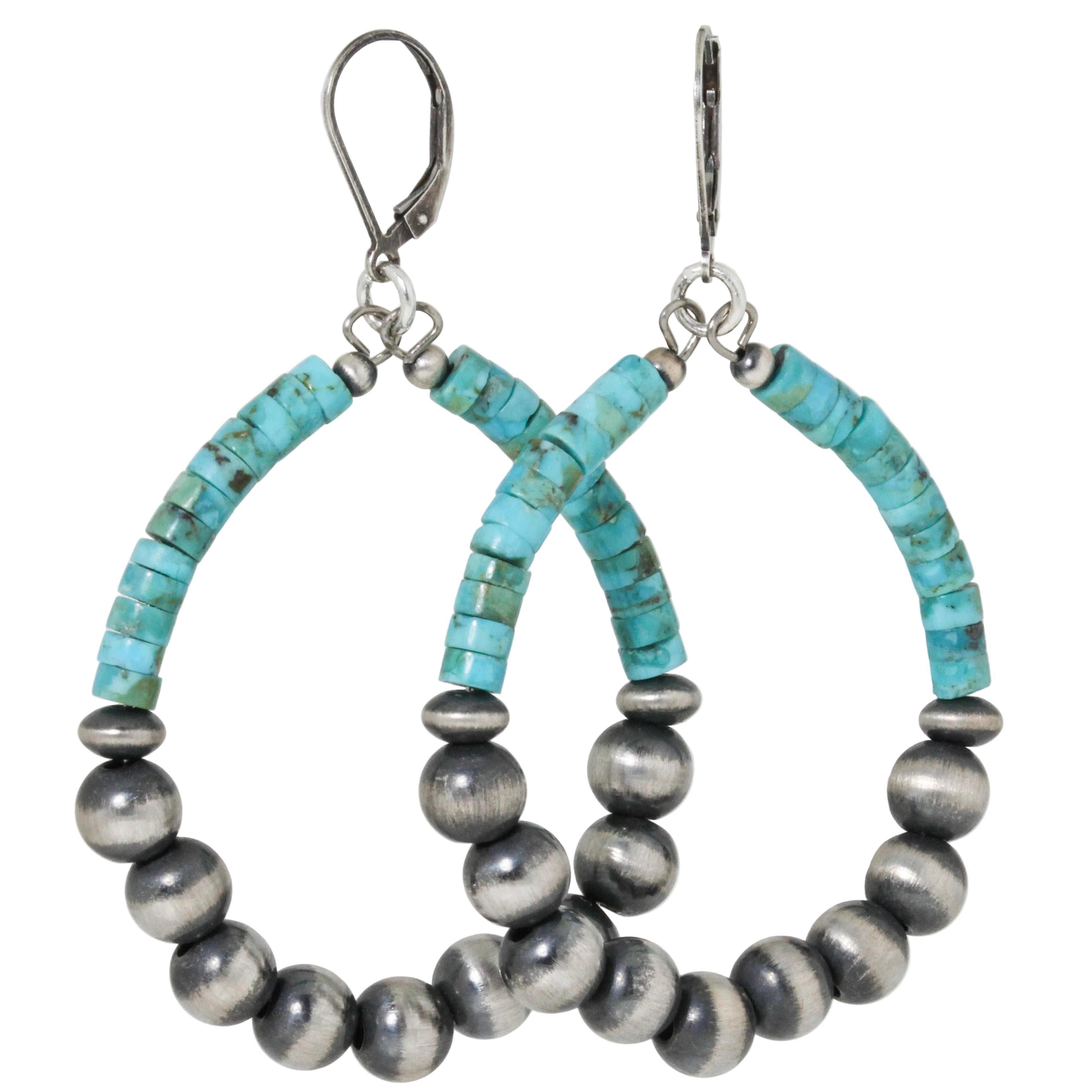 Heshi Turquoise + Navajo Pearl Earrings-Southwest