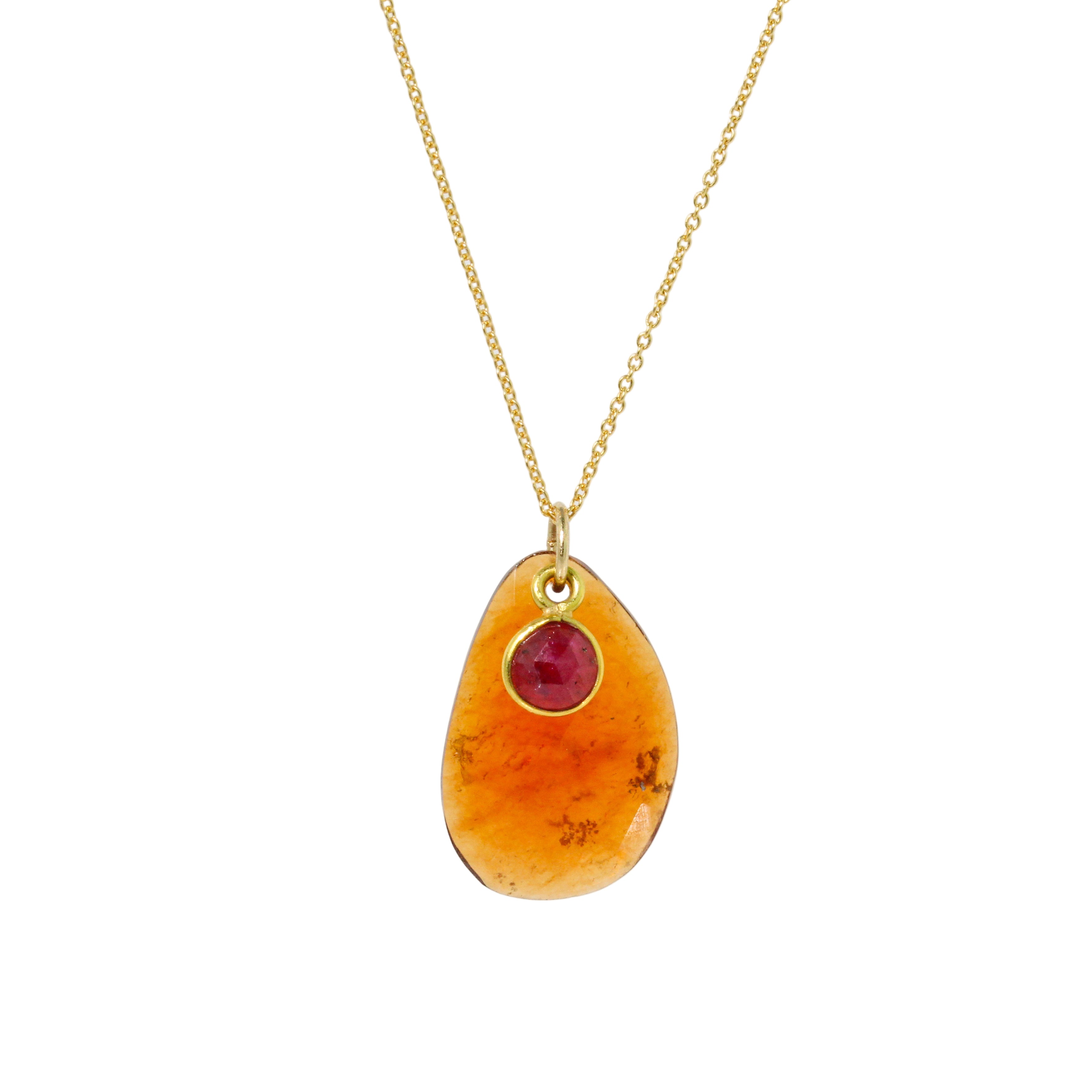 Hessonite Garnet + Ruby Necklace-Margaret Solow