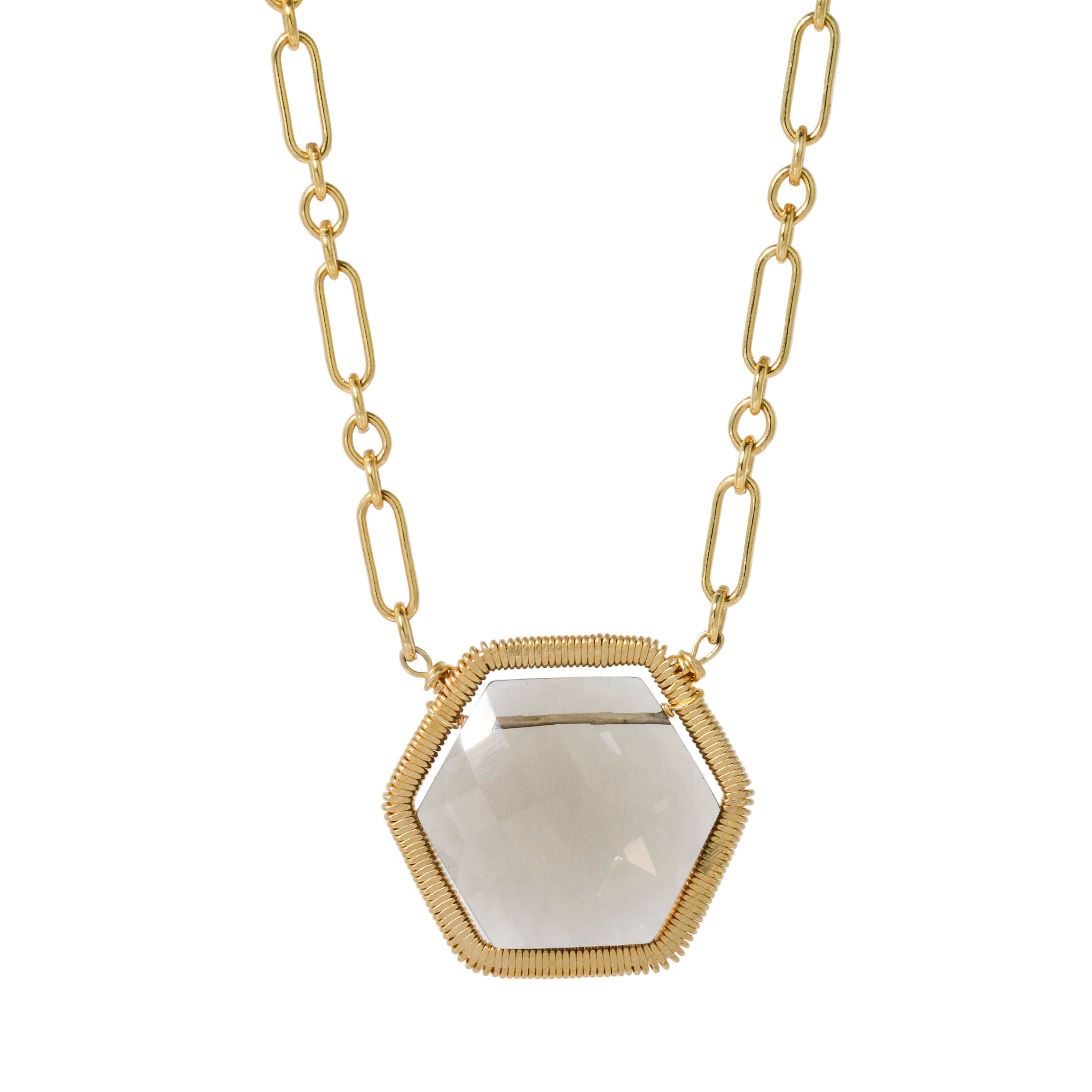 Hexagon Smoky Quartz Necklace-Dana Kellin