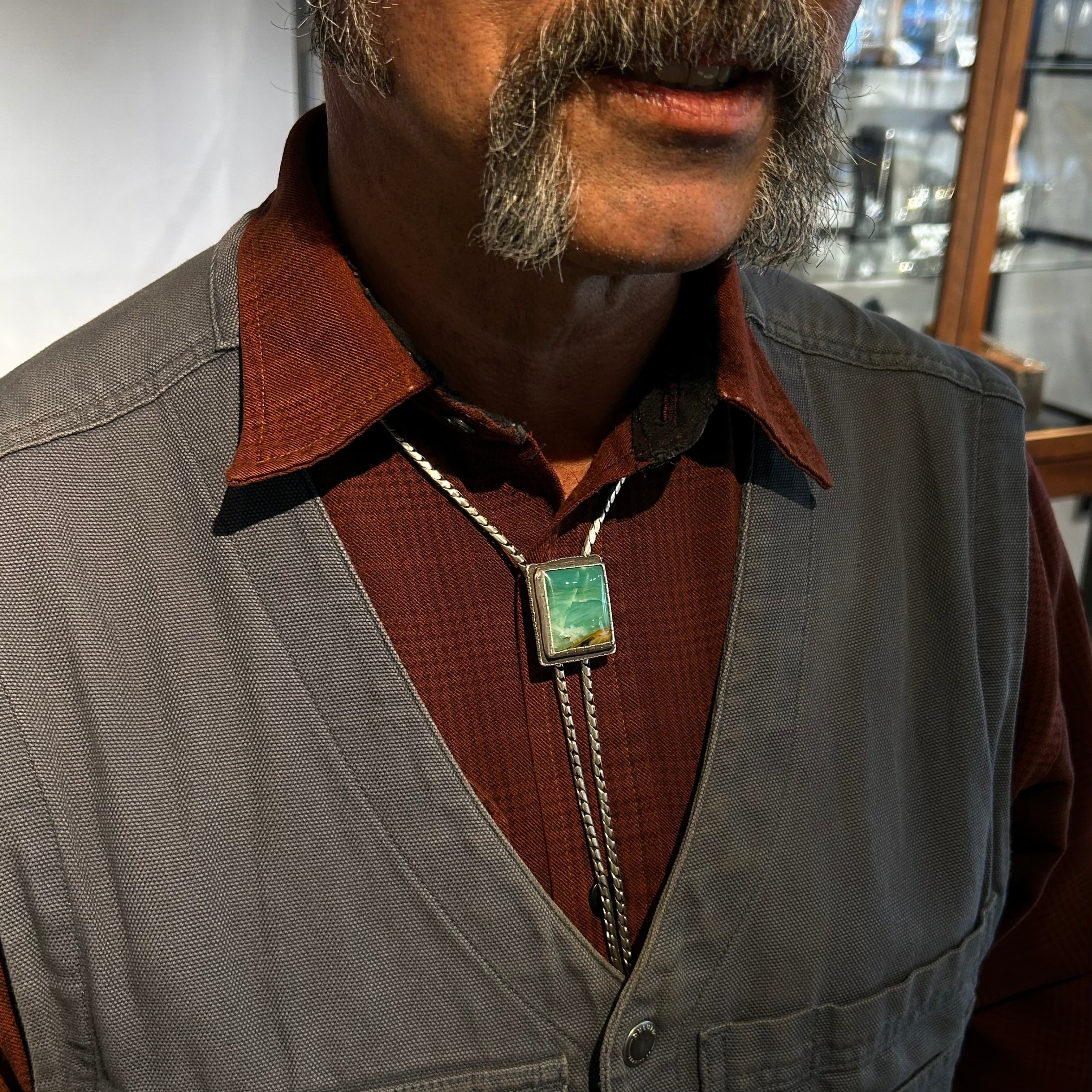 Indonesian Opalized Wood Bolo Necklace-Glacier Lily