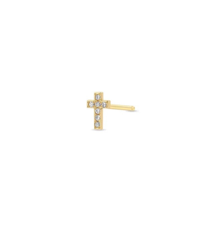 Itty Bitty Pave Cross Stud-Zoë Chicco