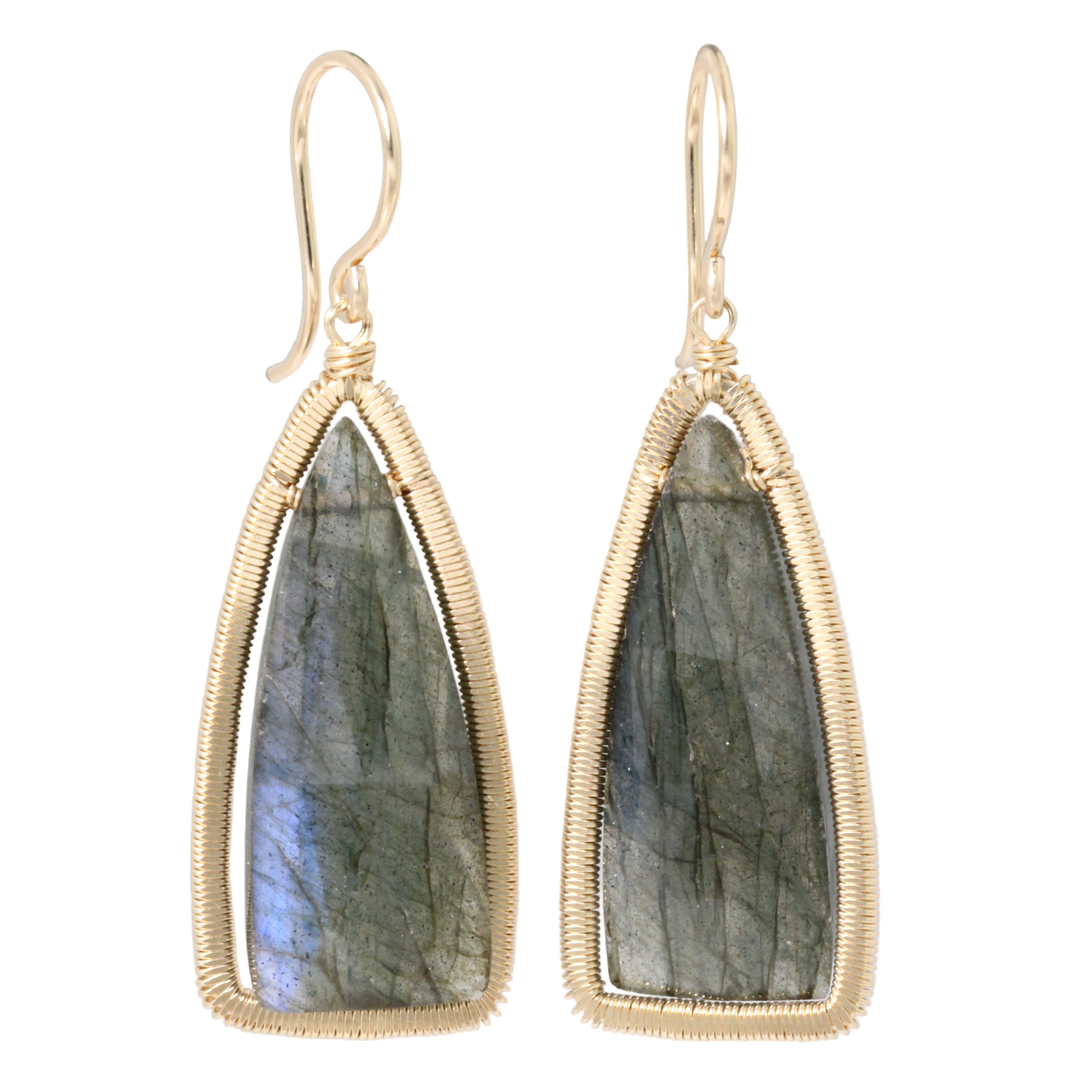 Labradorite Triangle Earrings-Dana Kellin