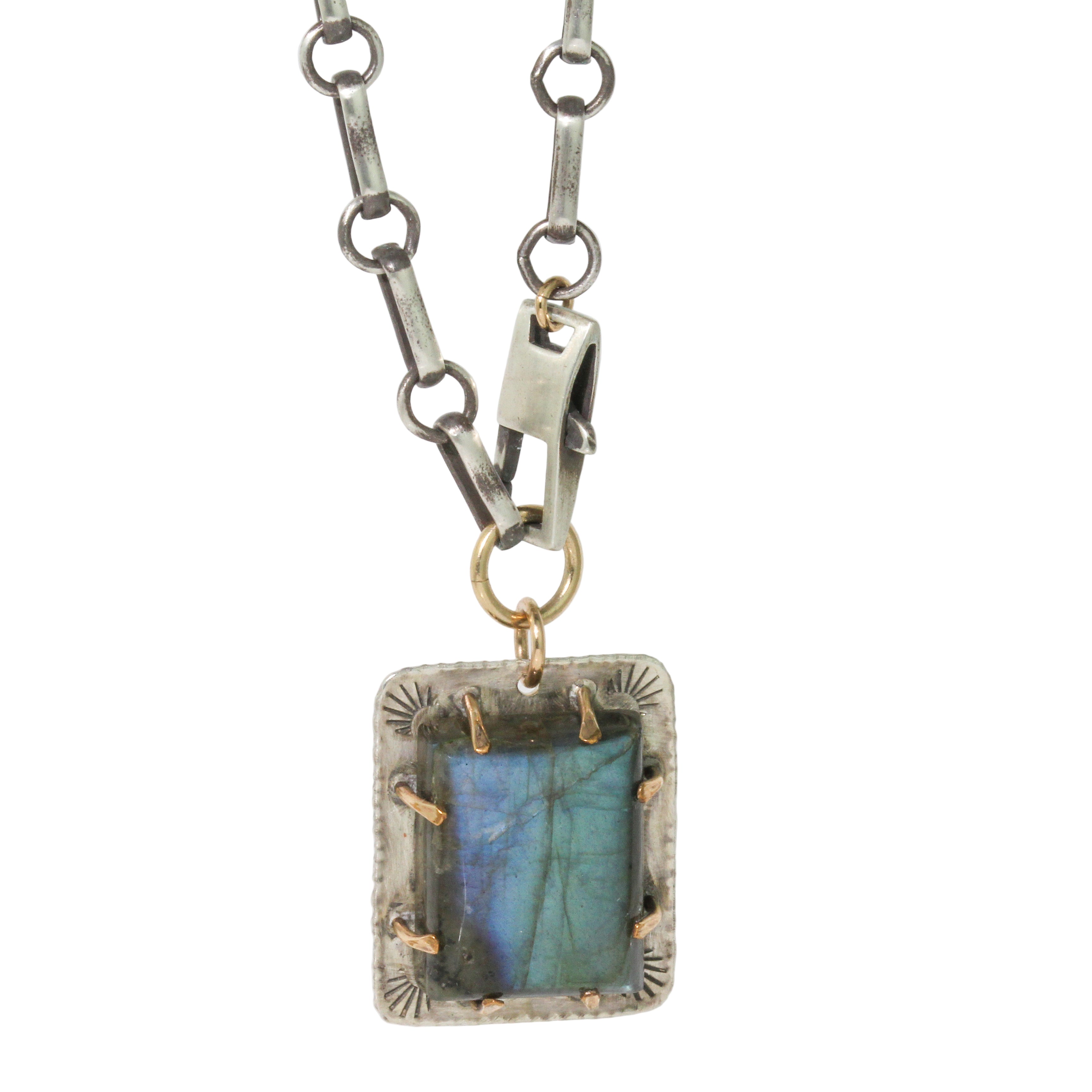 Large Square Labradorite Necklace-Glacier Lily