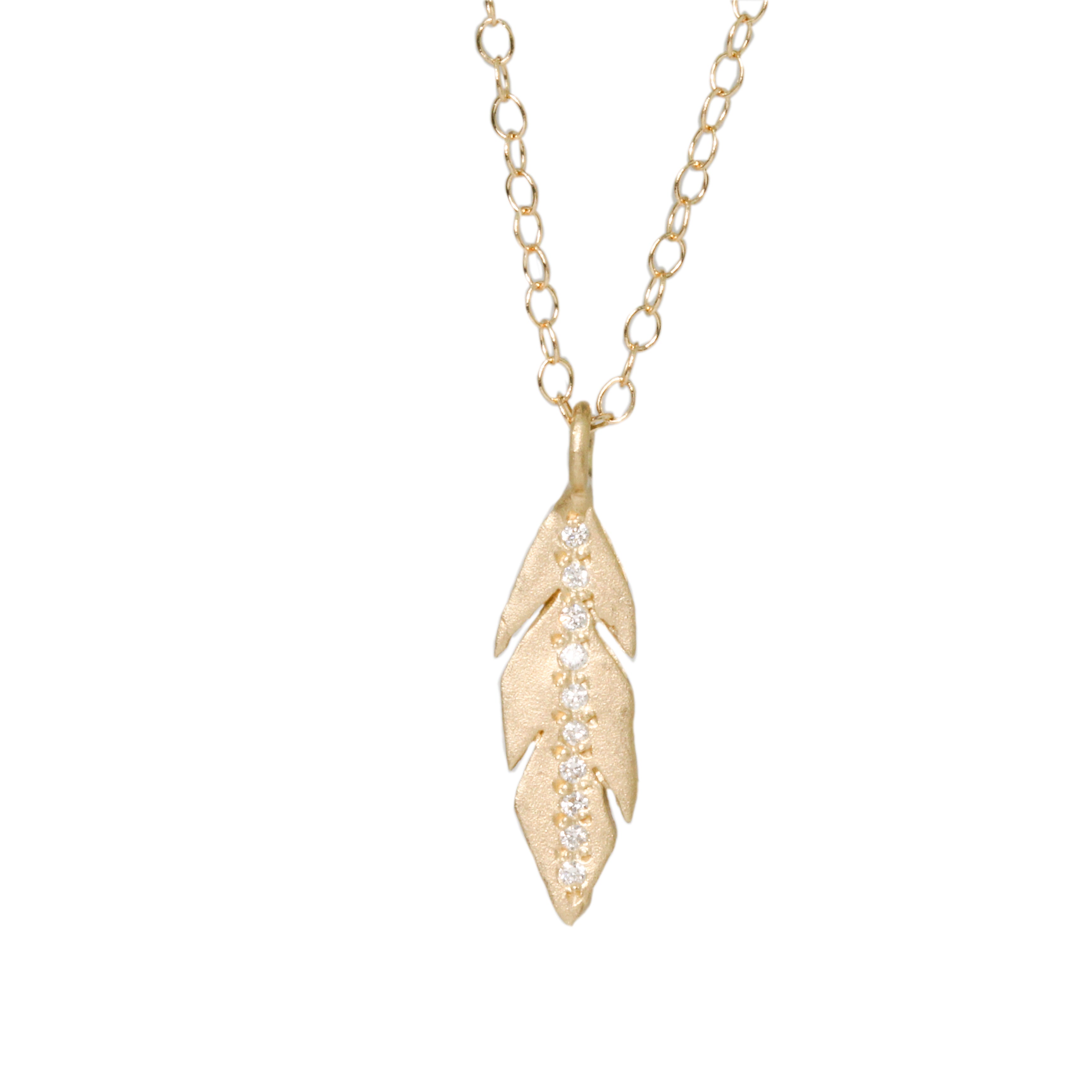 Mini Diamond Feather Necklace-Victoria Cunningham