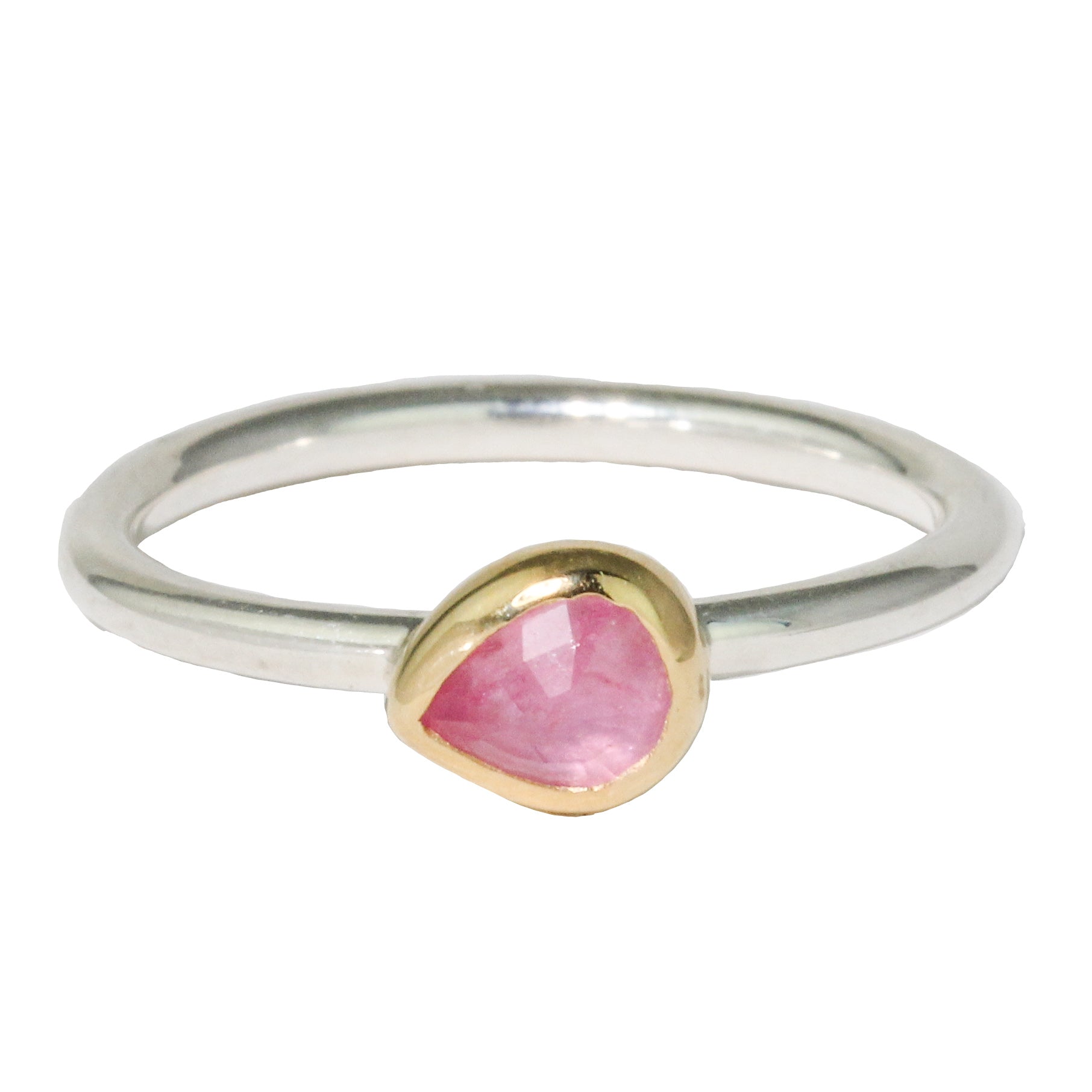 Mini Teardrop Pink Sapphire Stacking Ring-Sara Thompson
