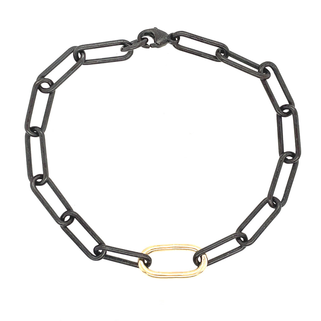 Mixed Metal Paperclip Chain Bracelet-Flavia Bennett Designs