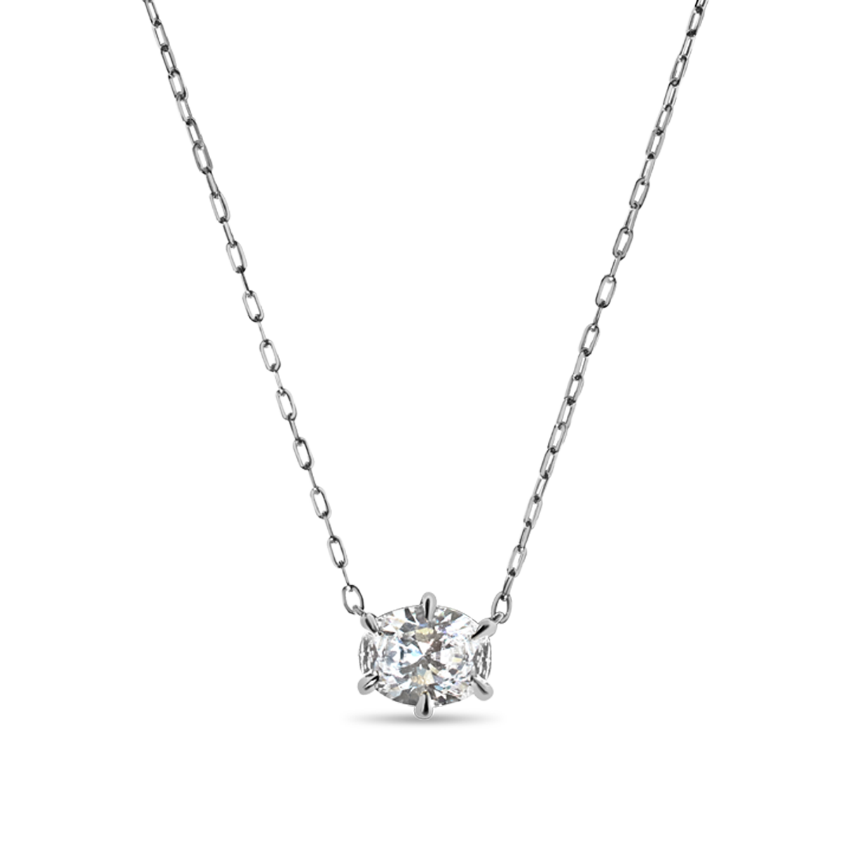 Oval Diamond Pendant Necklace