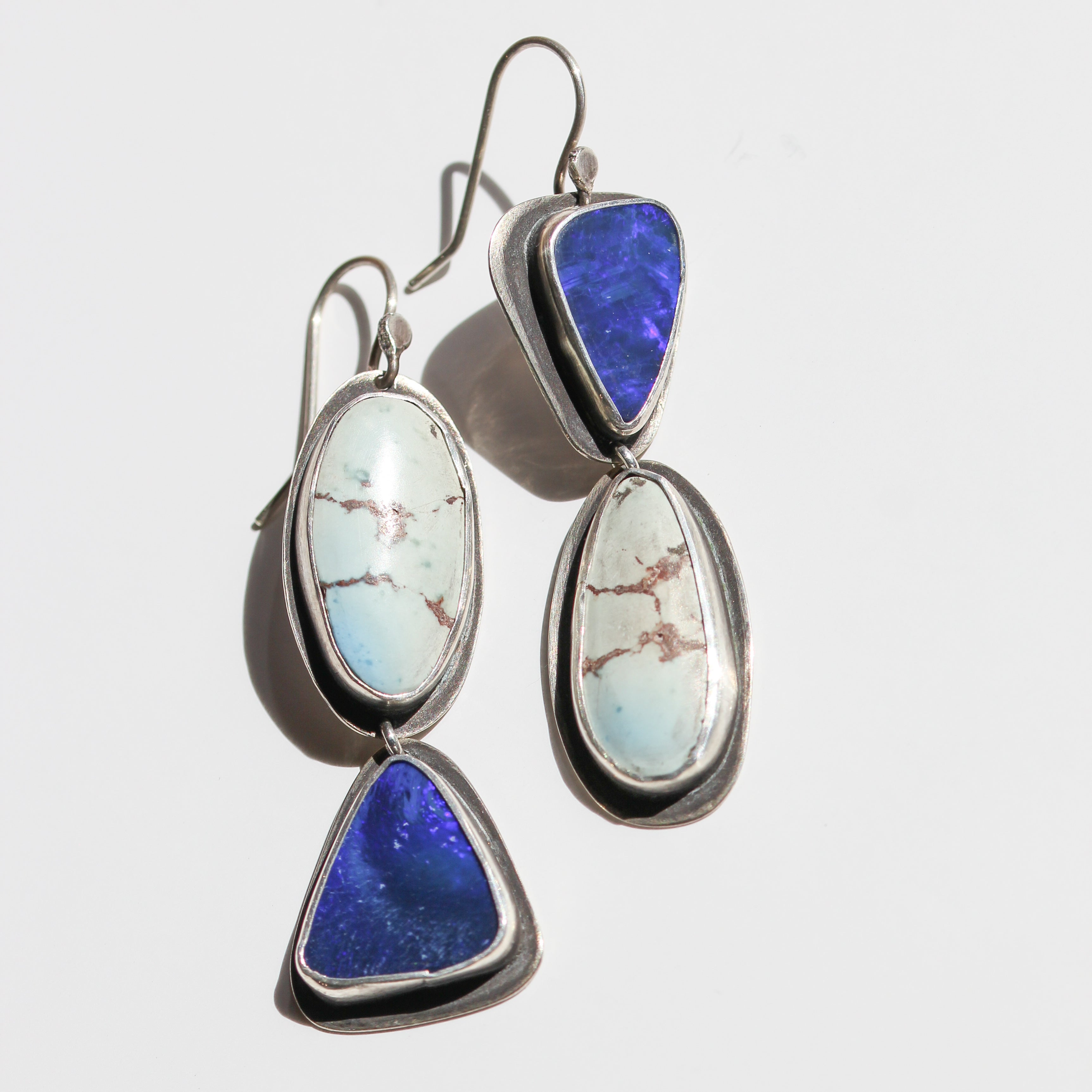 Opal & Turquoise Double Drop Earrings-Glacier Lily