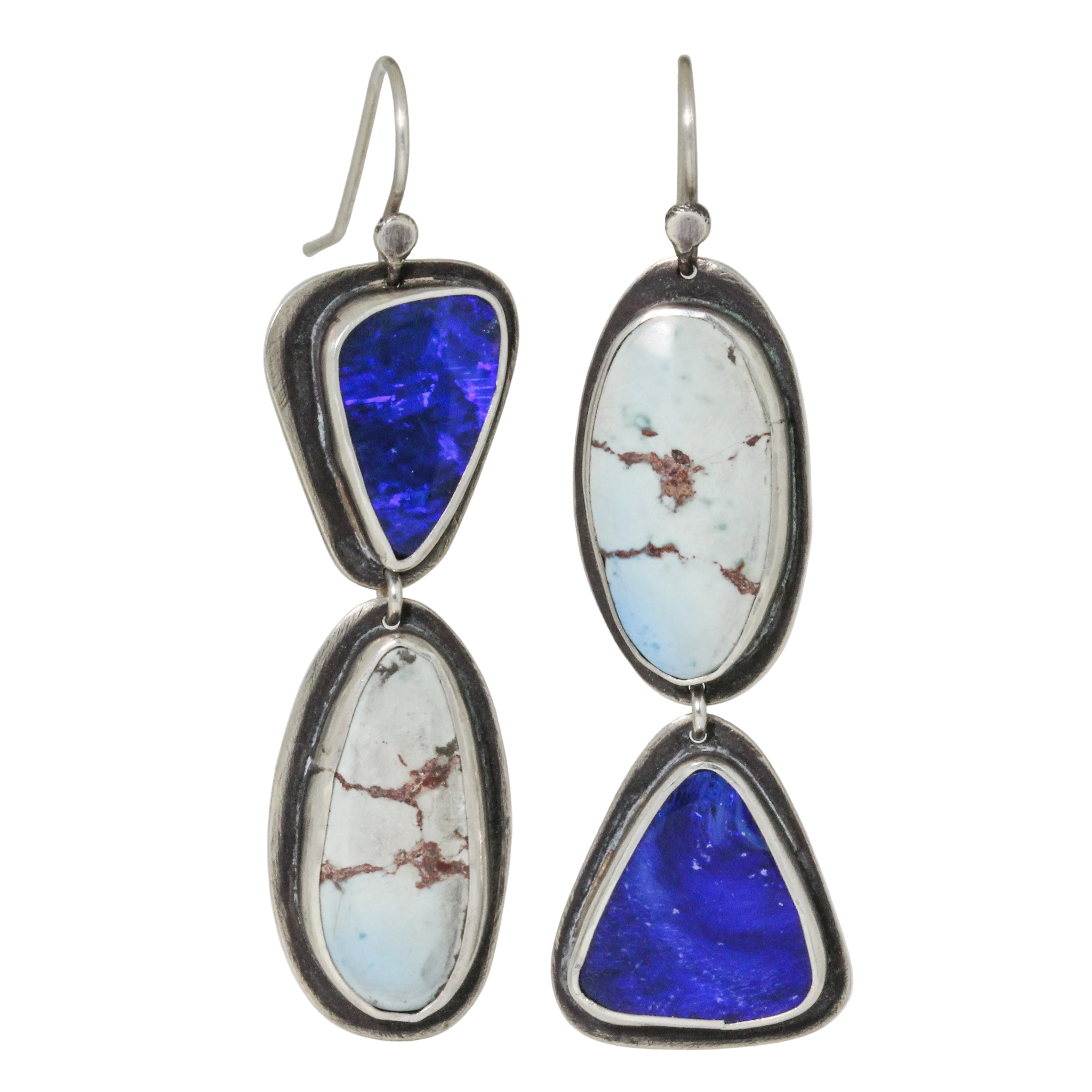 Opal & Turquoise Double Drop Earrings-Glacier Lily