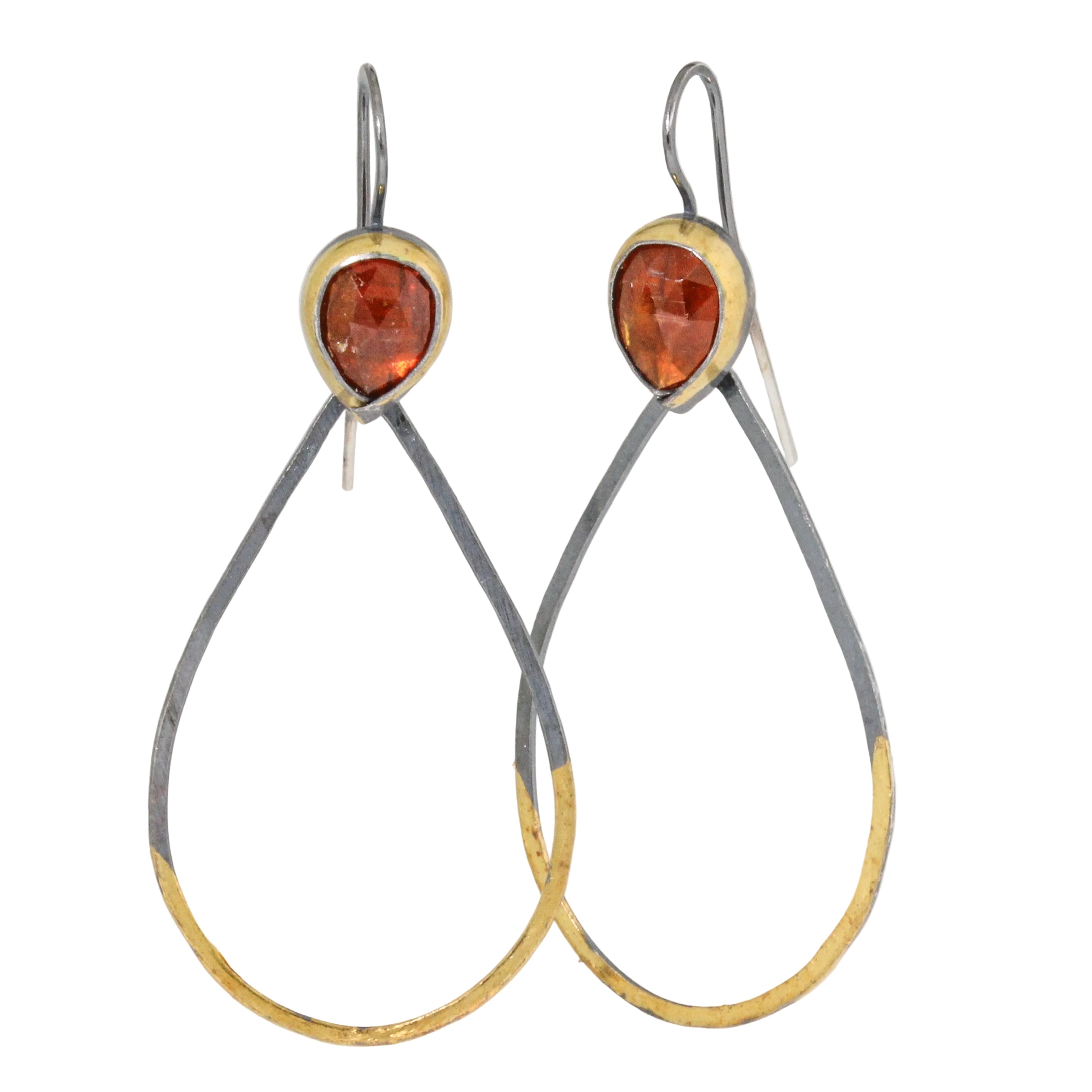 Orange Kyanite Earrings with Open Teardrops-Austin Titus