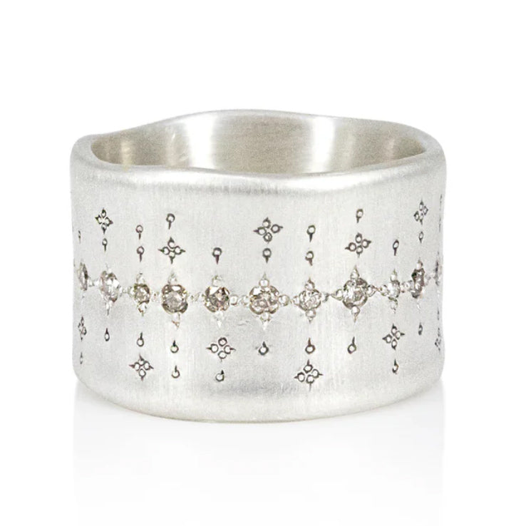 Organic Wide Champagne Diamond Band-Adel Chefridi