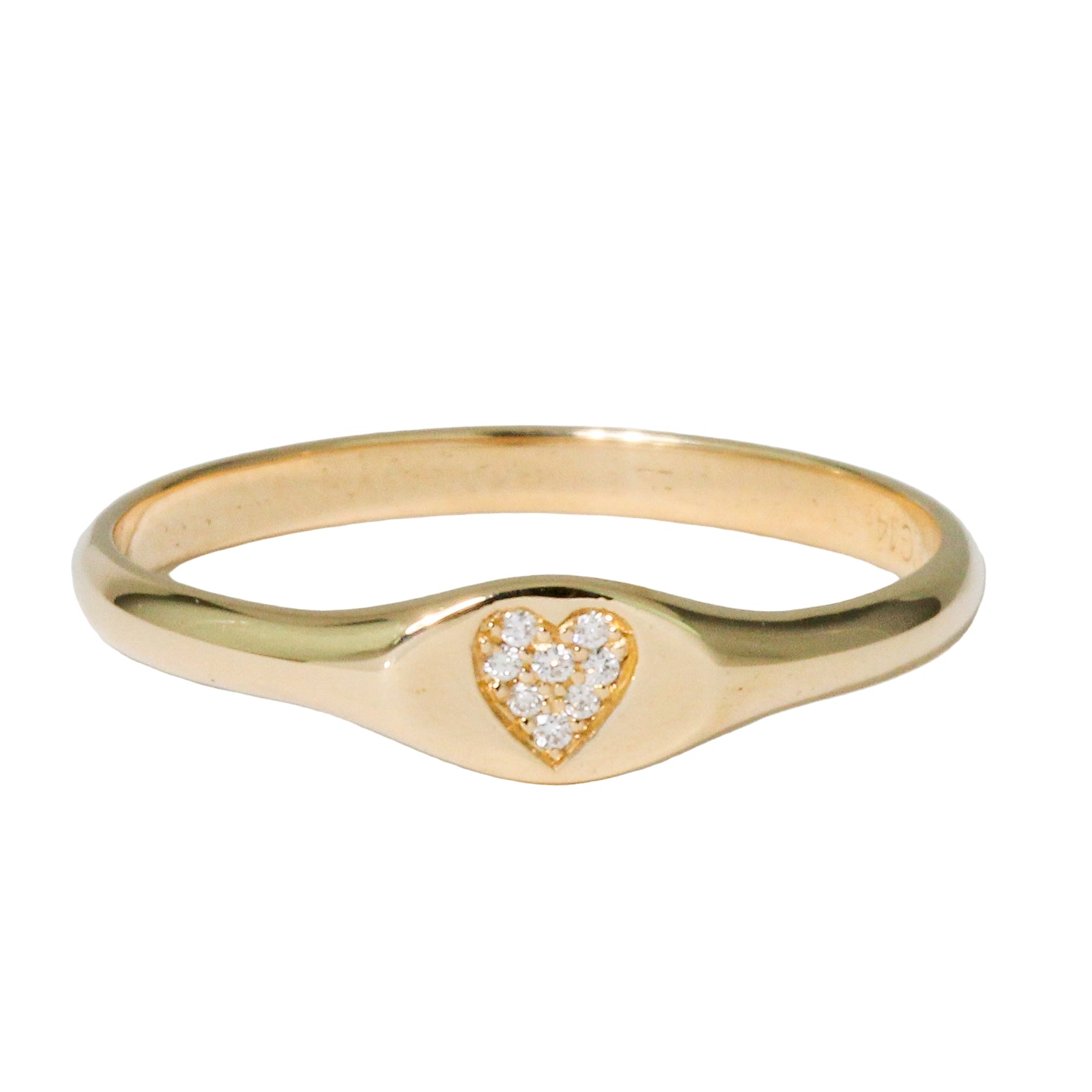 Pave Diamond Heart Mini Signet Ring-Zoë Chicco