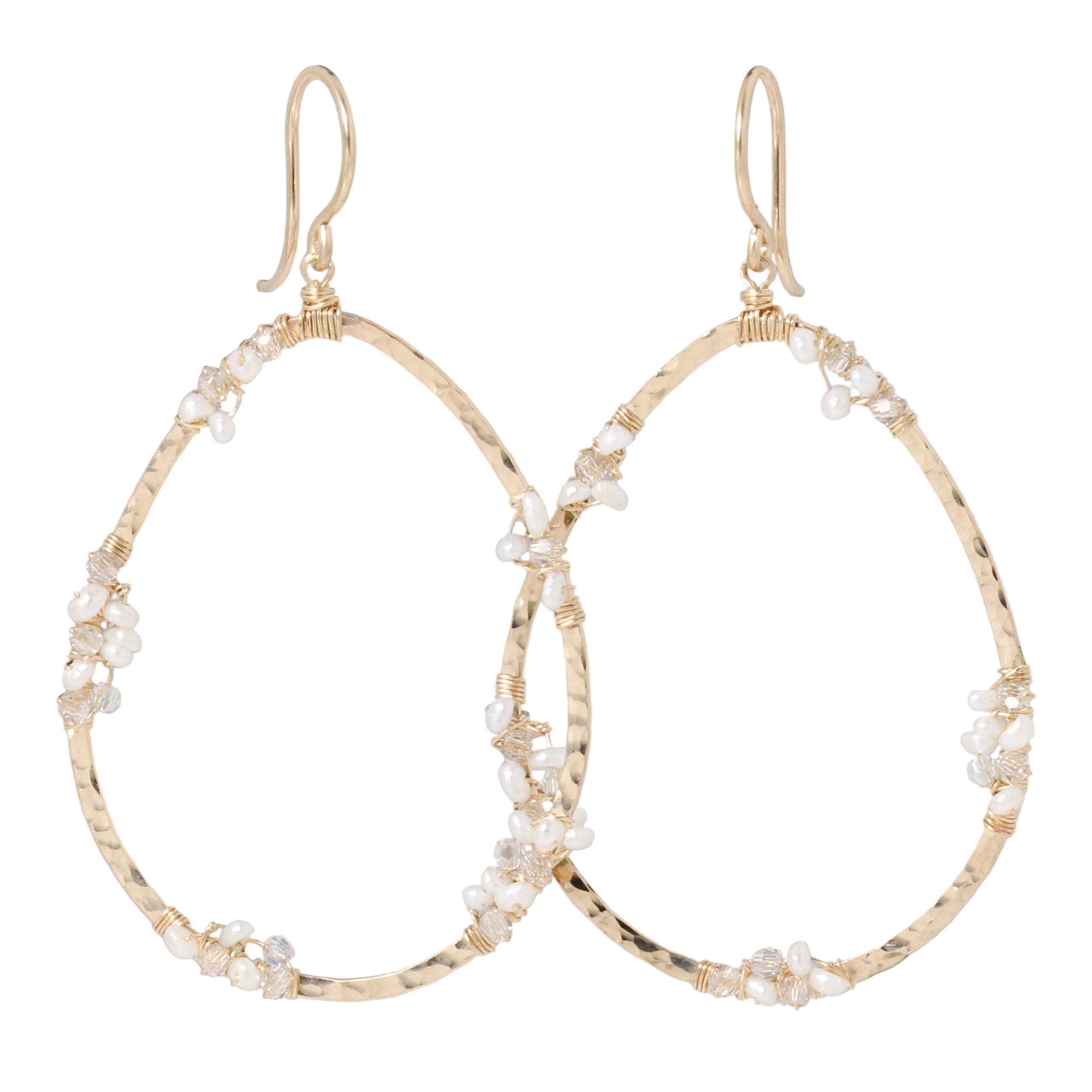 Pearl and Crystal Forward Hoop Earrings-Dana Kellin