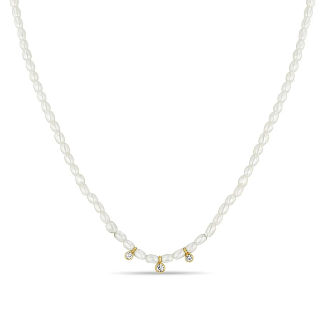 Pearl Strand with Diamonds Necklace-Zoë Chicco