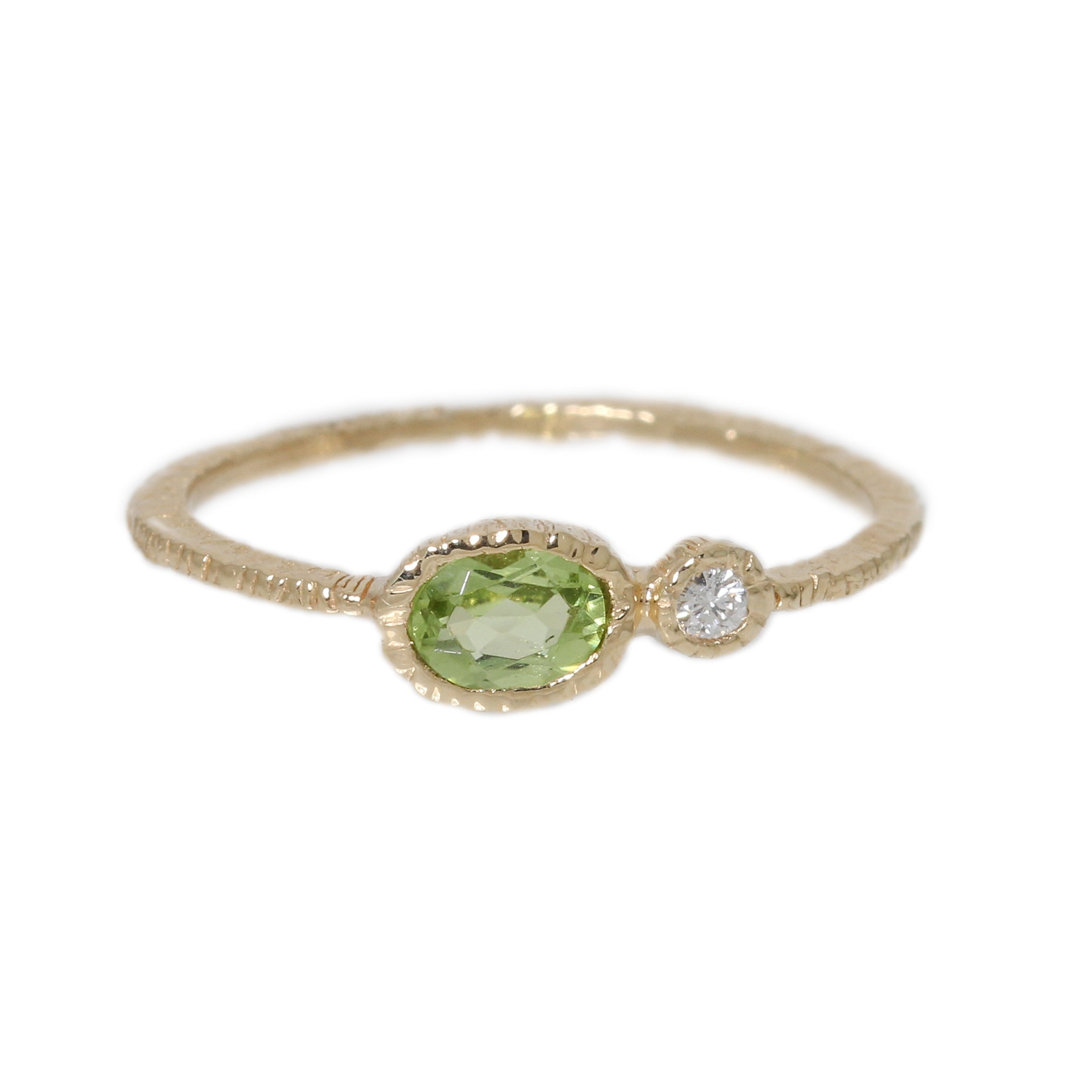 Danielle Weldmond Peridot + Diamond Duo Ring 14k yellow gold