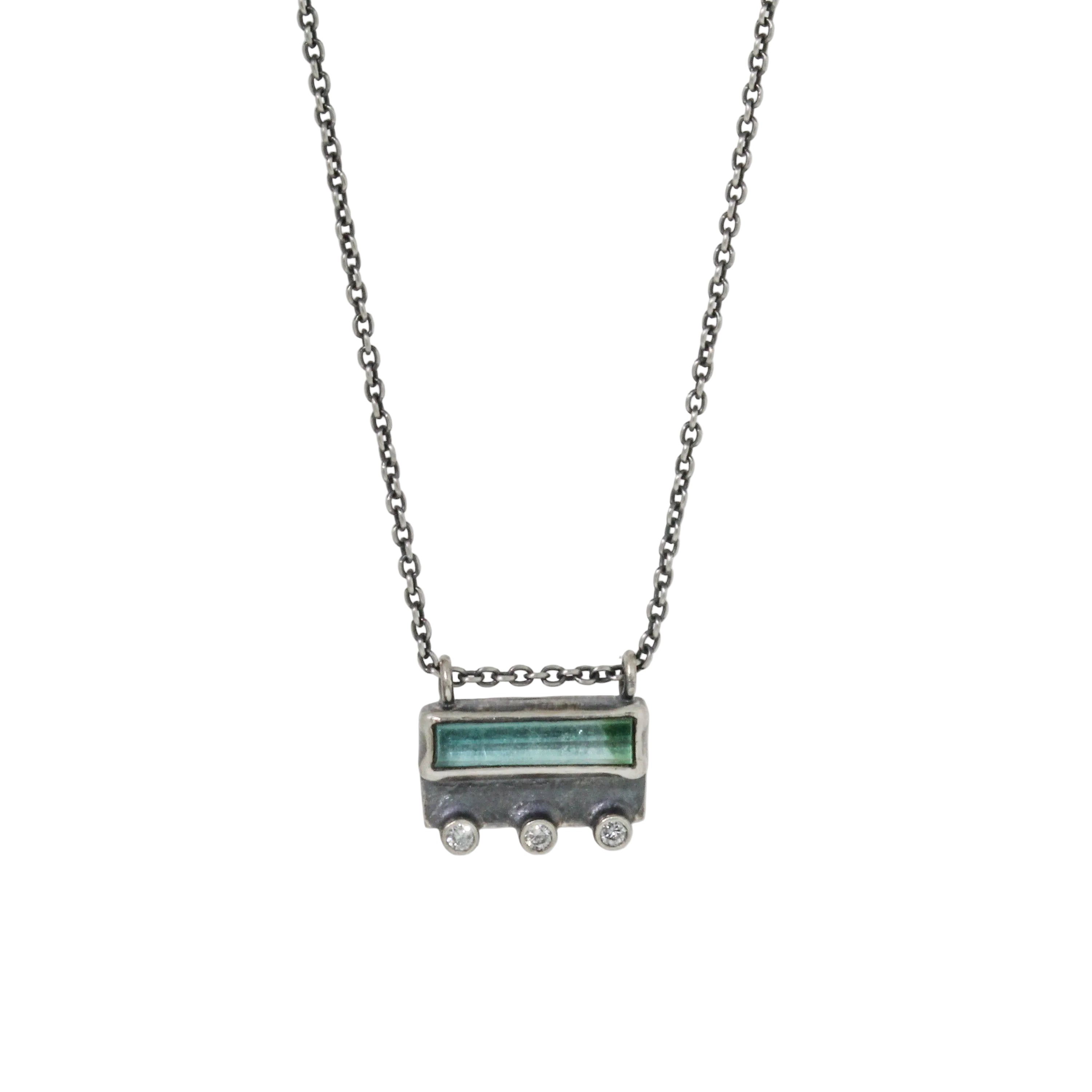 Petite Tourmaline & Diamond Bar Necklace-Austin Titus