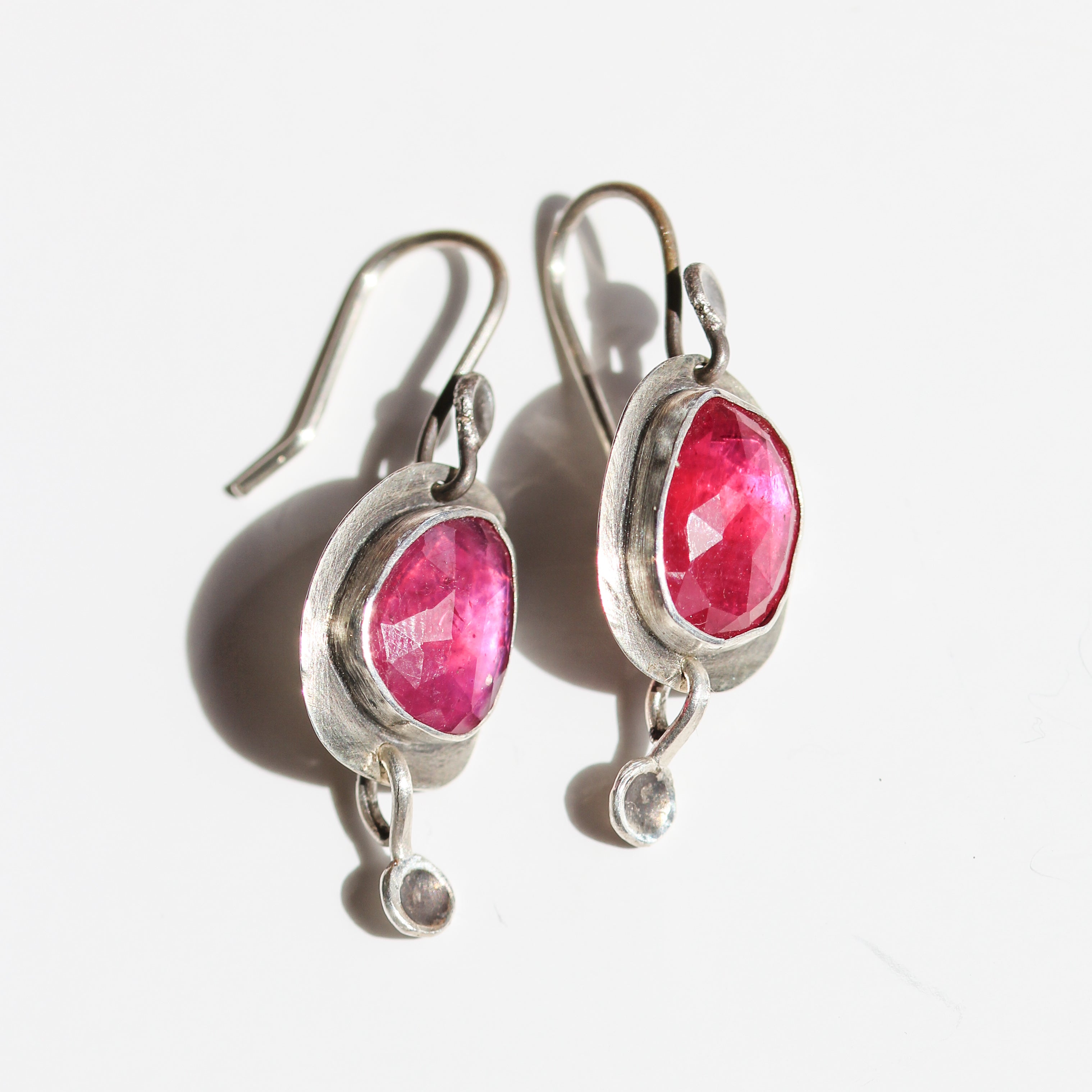 Pink Sapphire Pansy Drop Earrings-Glacier Lily