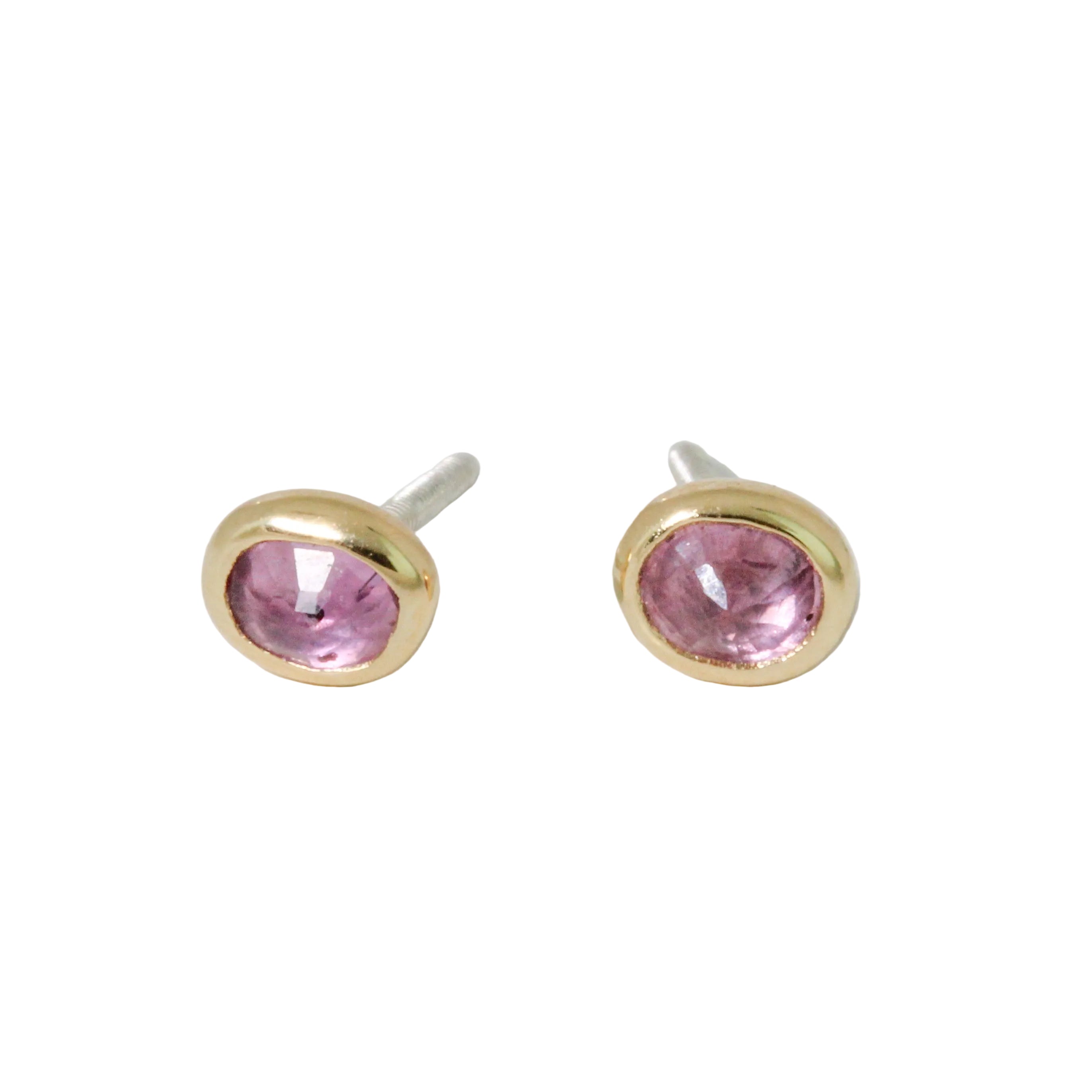 Pink Sapphire Screw Back Studs-Sara Thompson