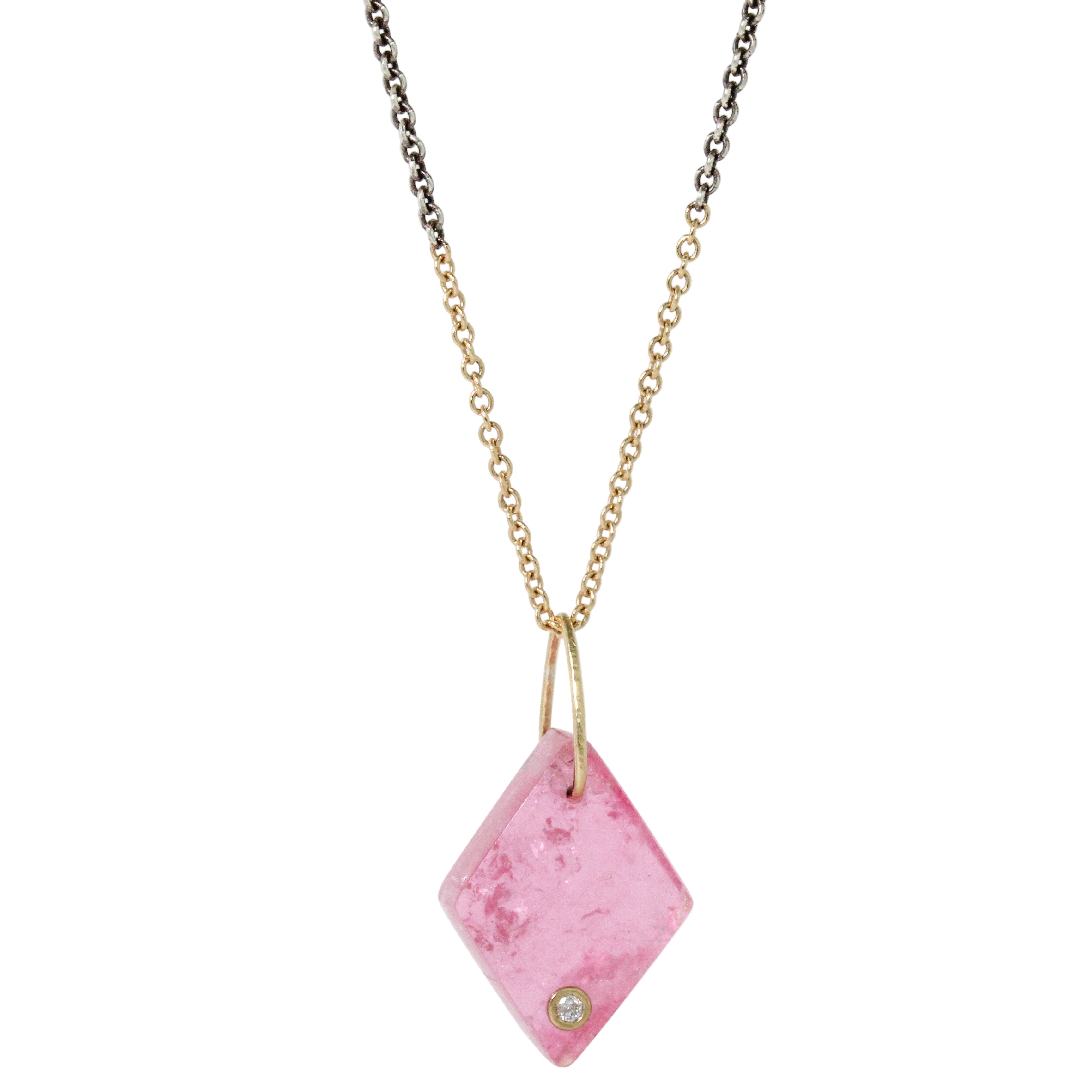 Pink Tourmaline + Diamond Pendant-Karin Luvaas