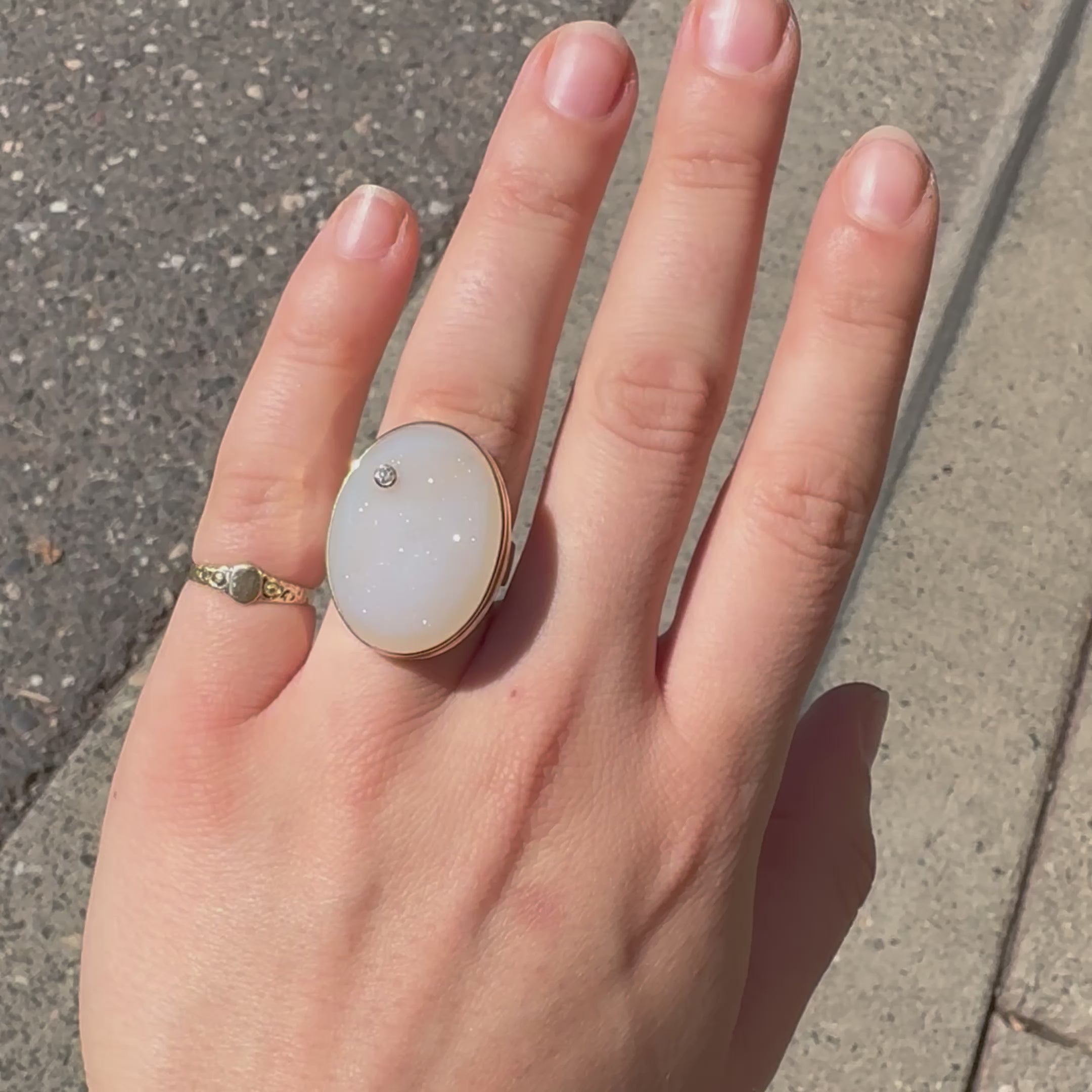 Bali White Drusy Ring