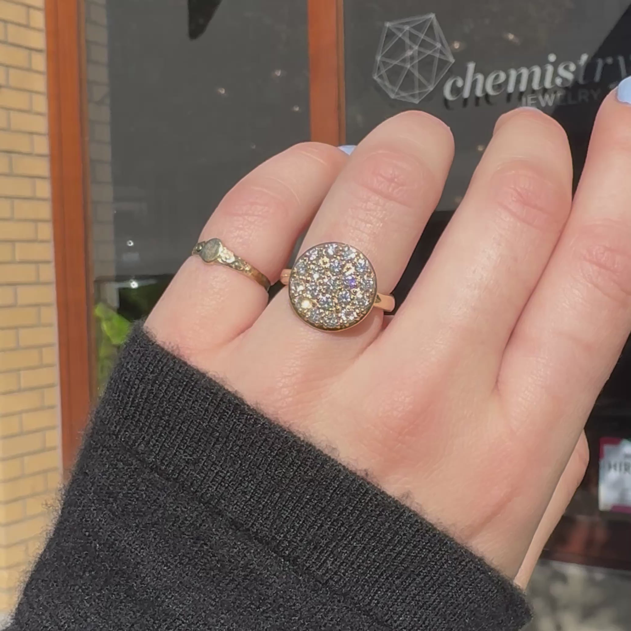 Round 1.00ct Pave Diamond Cluster Ring