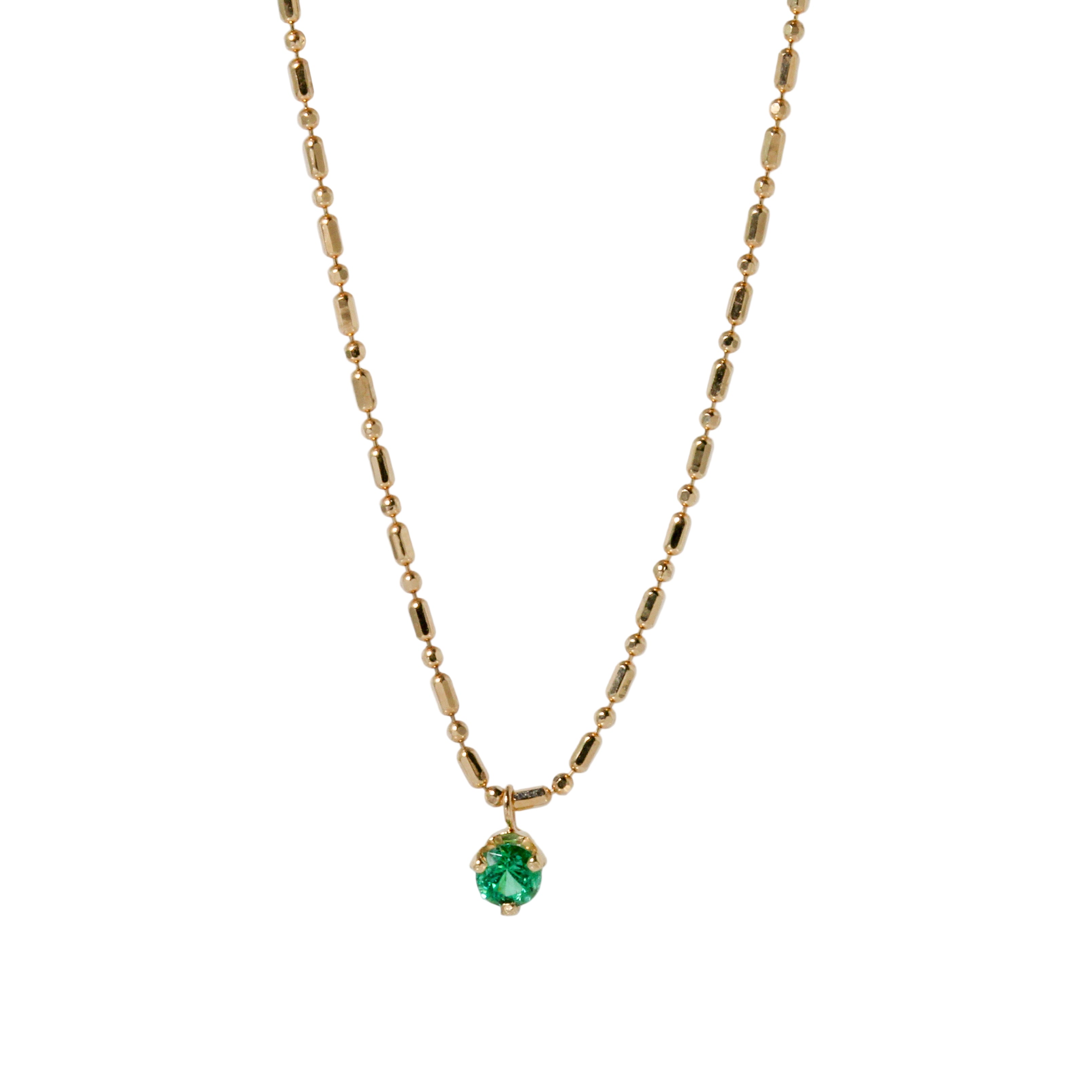 Prong Emerald on Tube Bar Necklace-Zoë Chicco