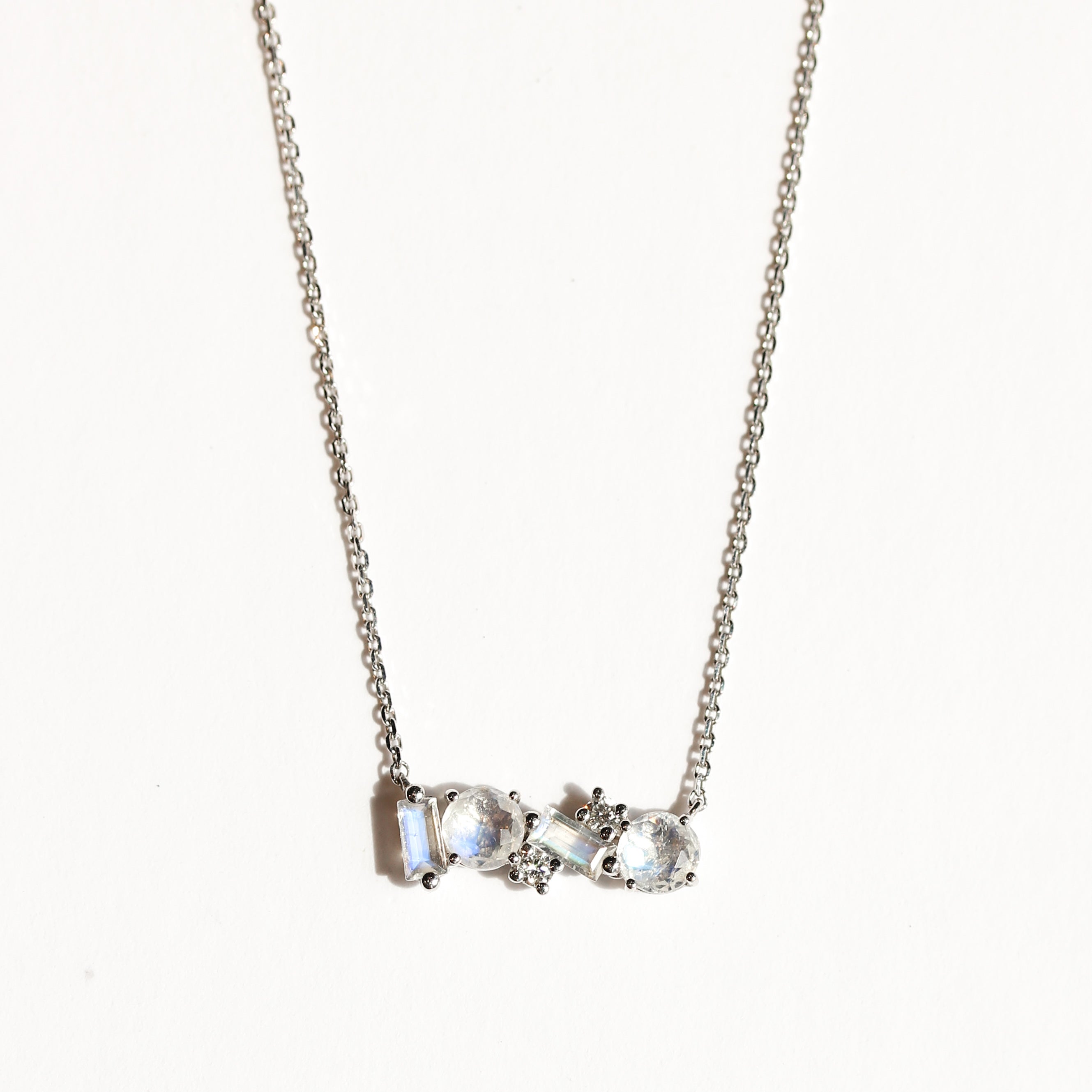 Rainbow Moonstone Bar Necklace-Suzanne Kalan