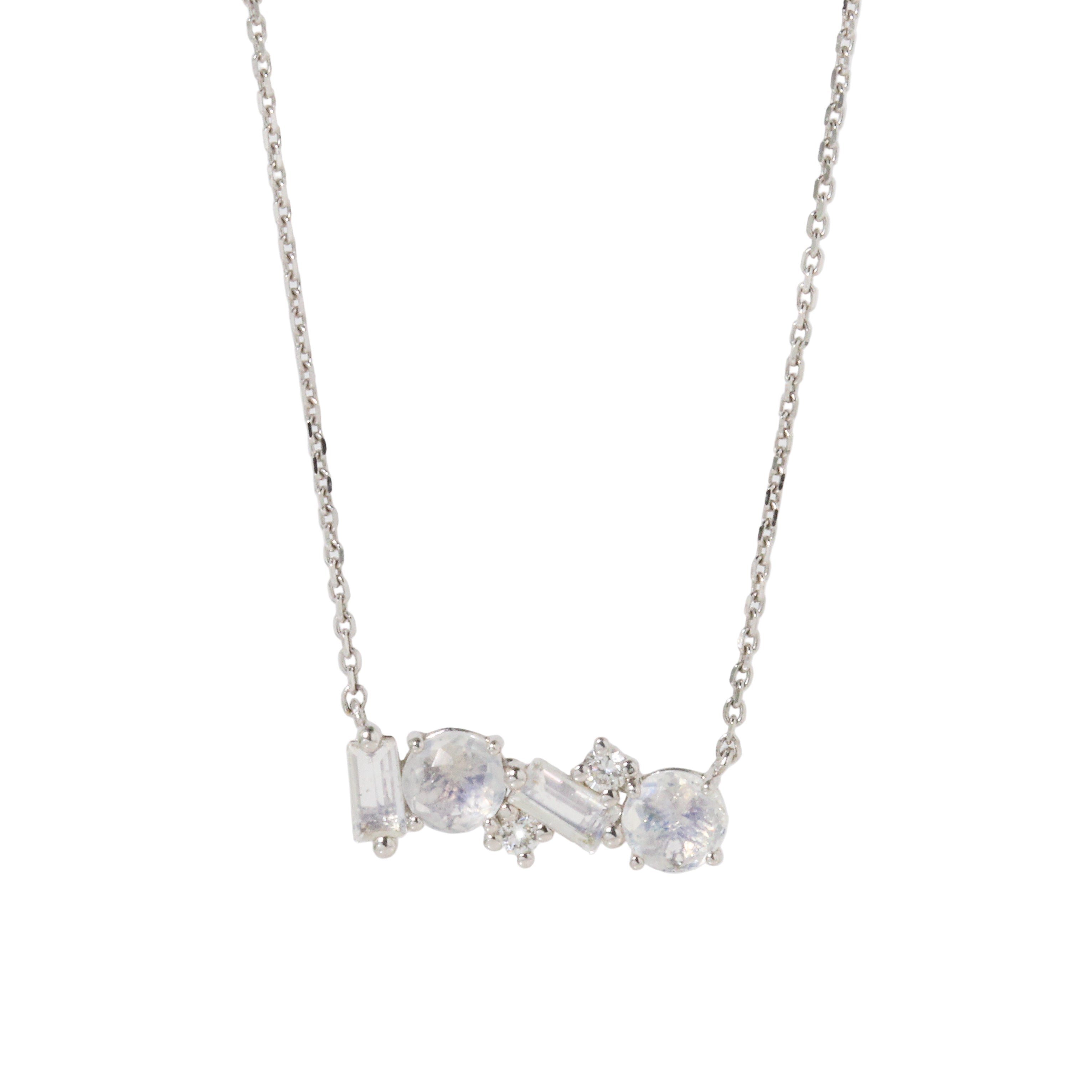 Rainbow Moonstone Bar Necklace-Suzanne Kalan