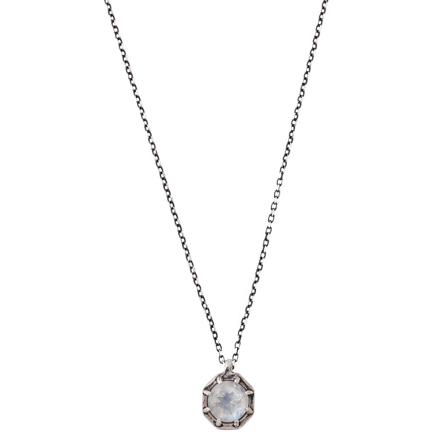 Rainbow Moonstone Octagon Necklace-Lauren Wolf