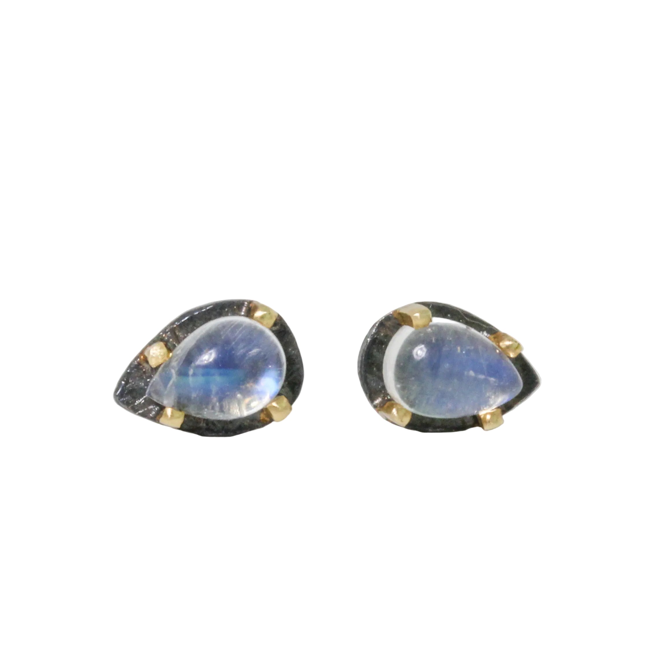 Rainbow Moonstone Teardrop Post Earrings-Heather Guidero